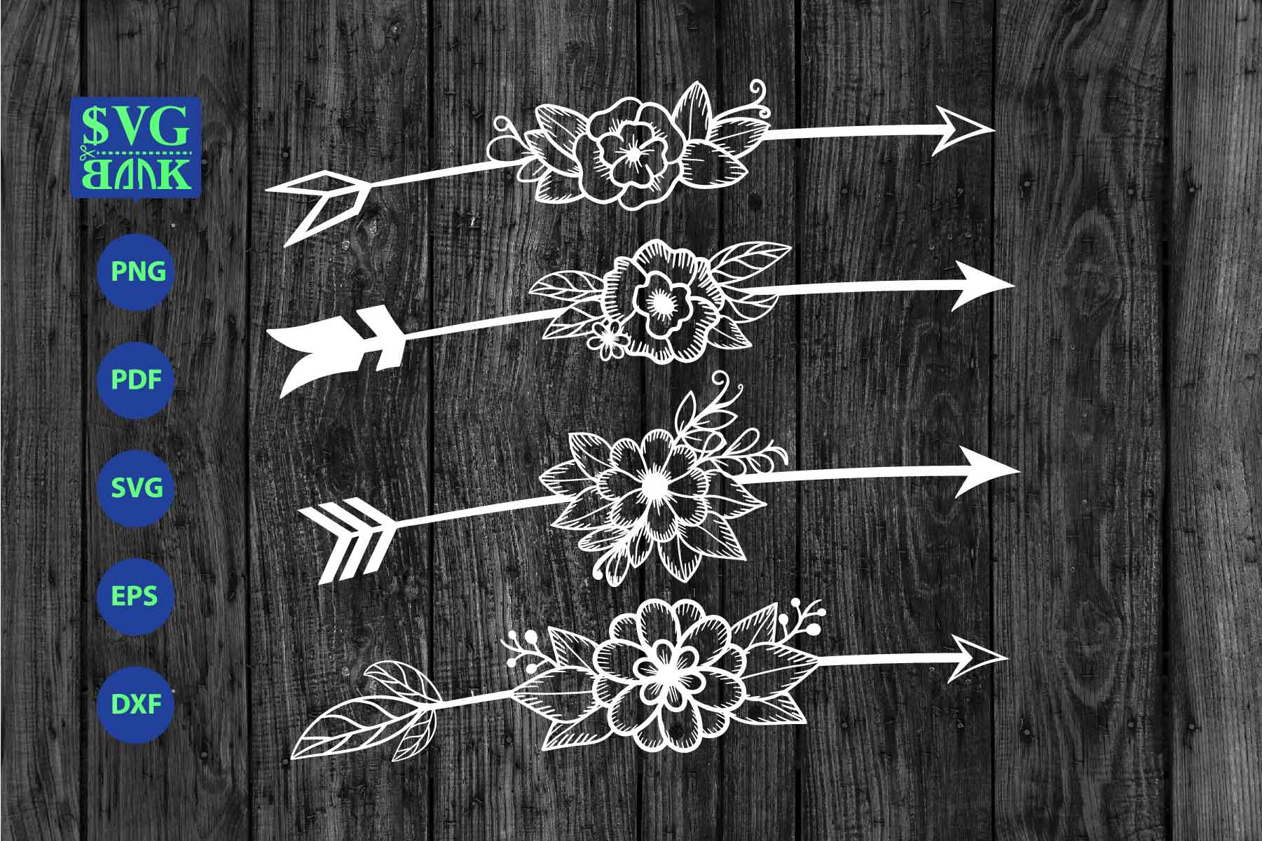 Download Arrows svg, arrow with flower cutfile, arrow boho tribal dxf