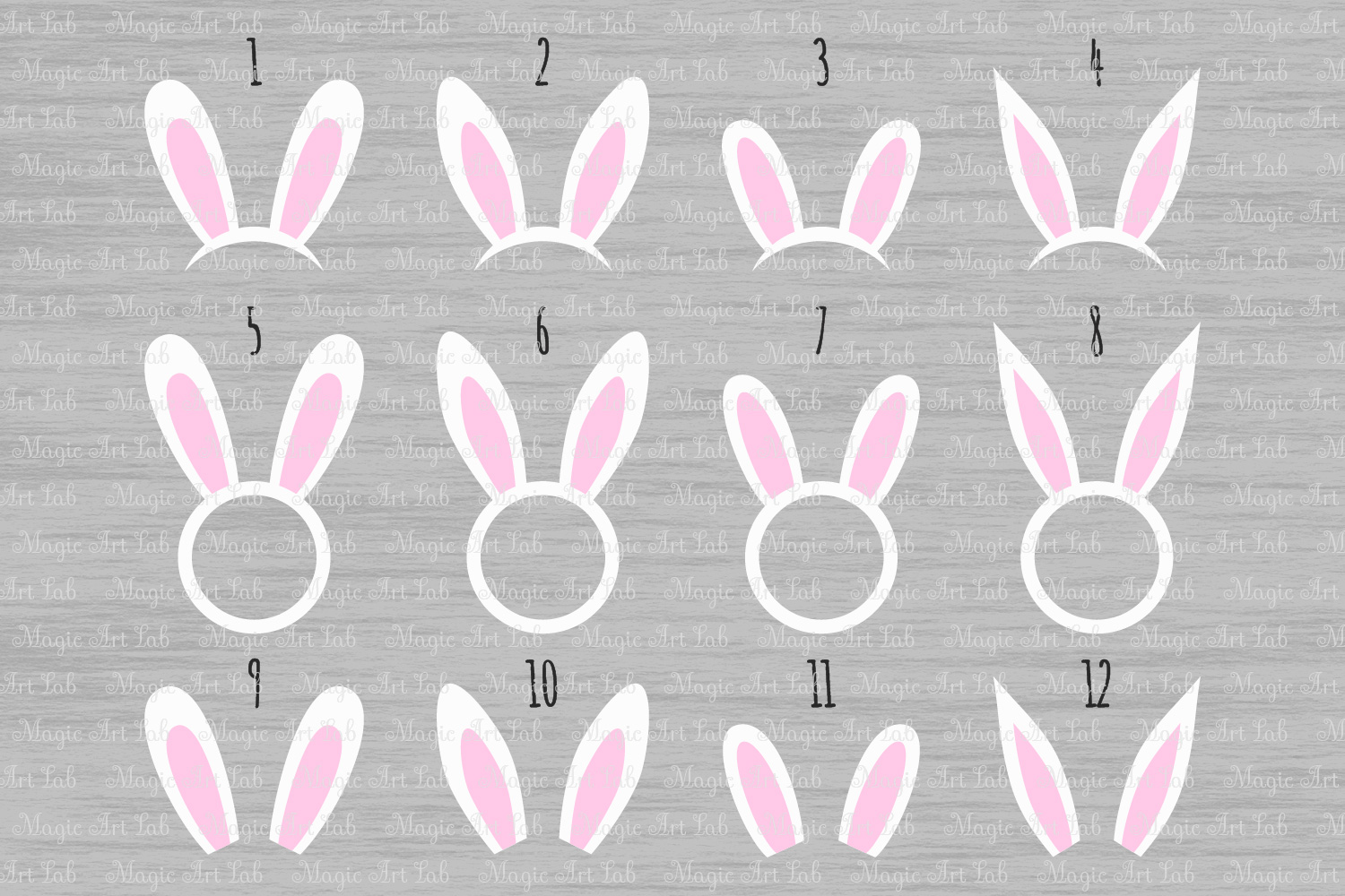 Bunny ears svg, Bunny circle monogram svg, Bunny svg