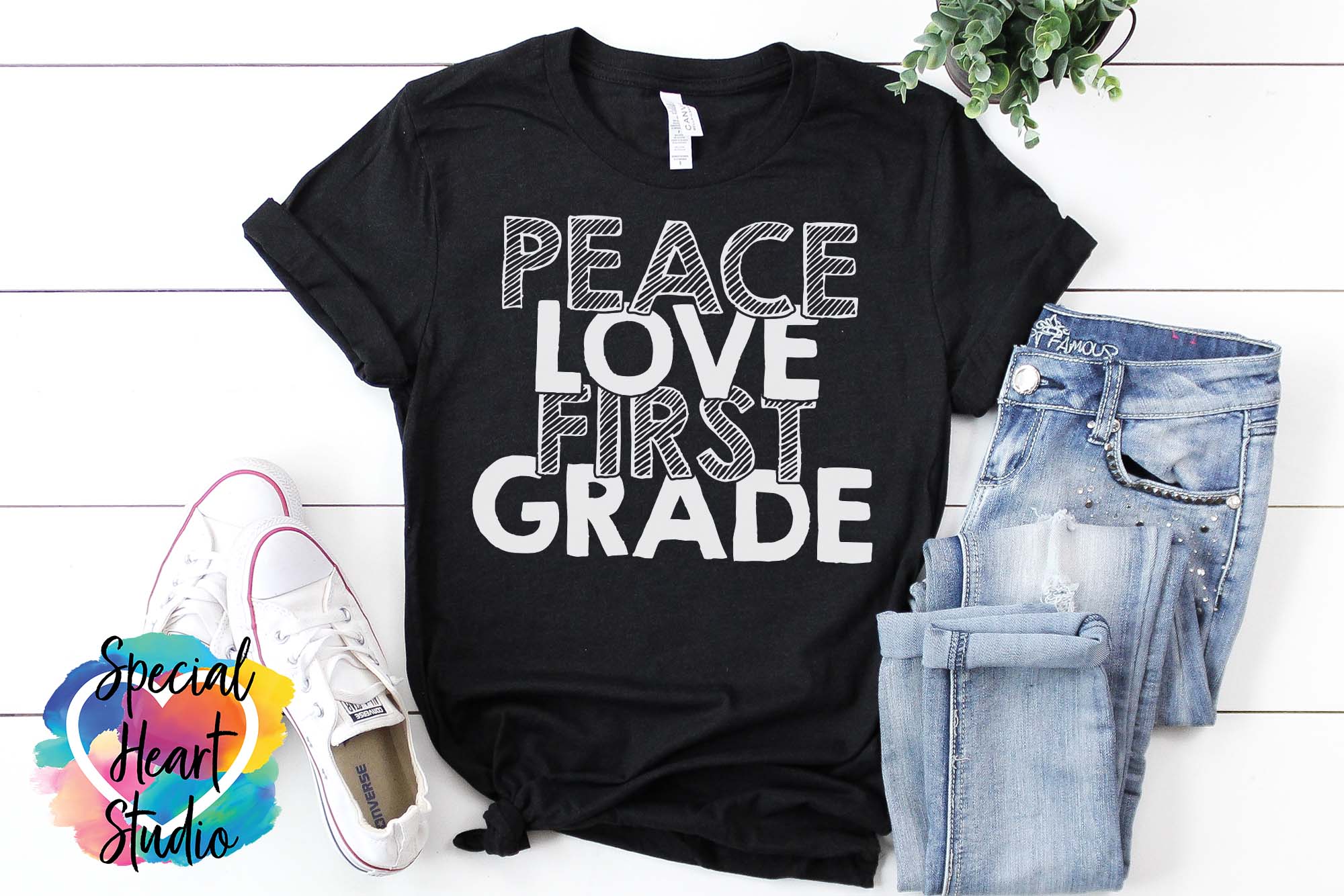 Download Peace Love First Grade - A School or Teacher SVG Cut File (289161) | SVGs | Design Bundles