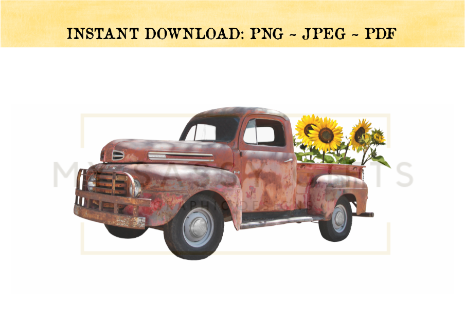 Free Free 110 Old Truck With Sunflowers Svg SVG PNG EPS DXF File