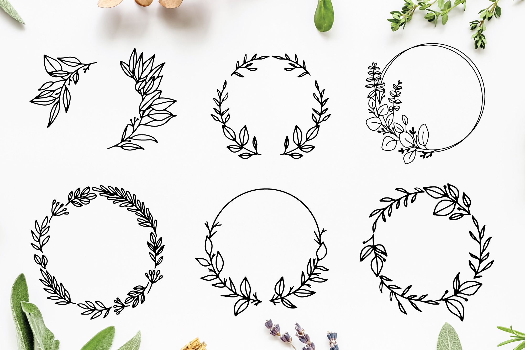 Download Hand-drawn Wreath SVG Cut File Bundle