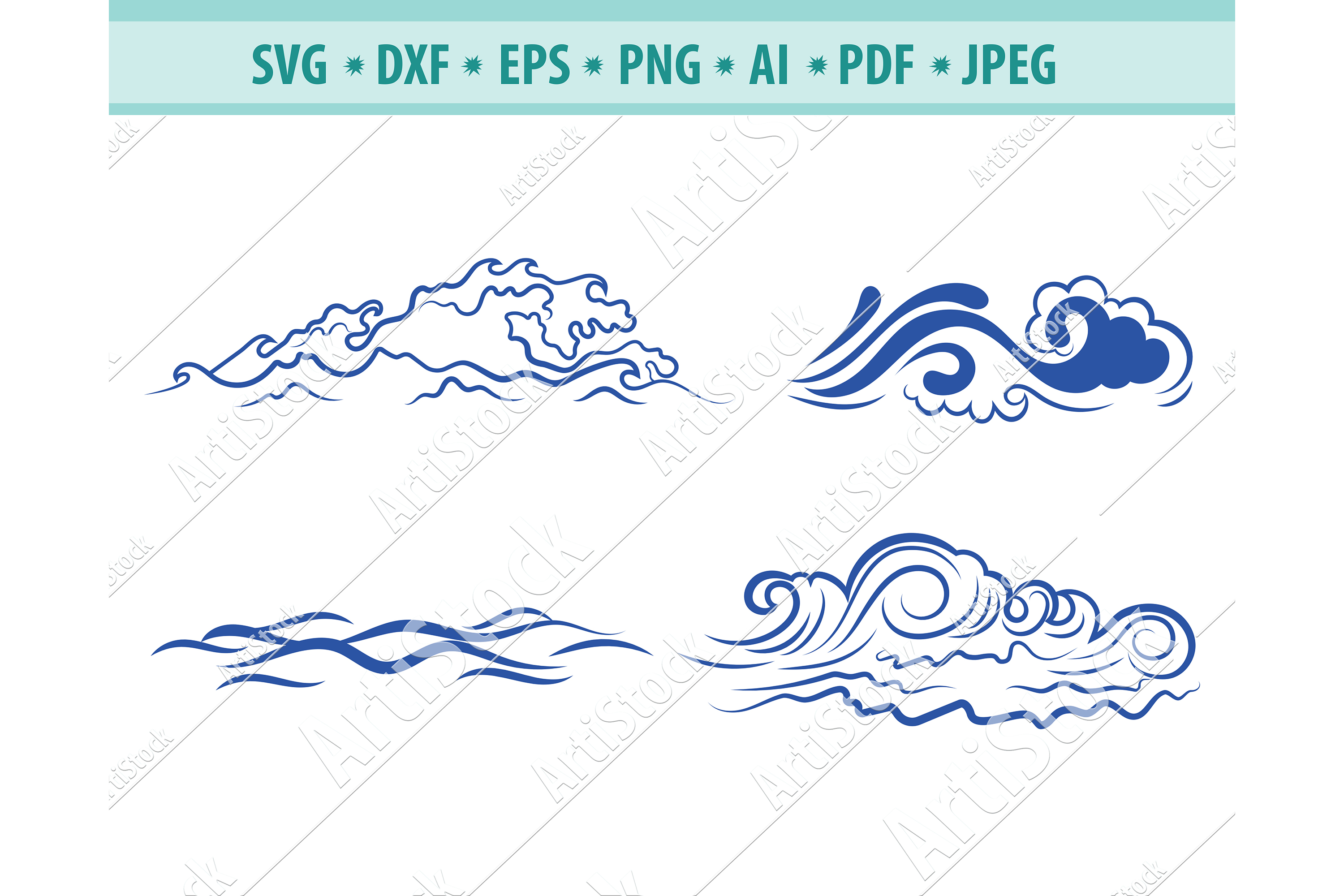 Wave SVG, Sea Waves svg, Ocean Waves svg, Sea Dxf, Png, Eps (423120