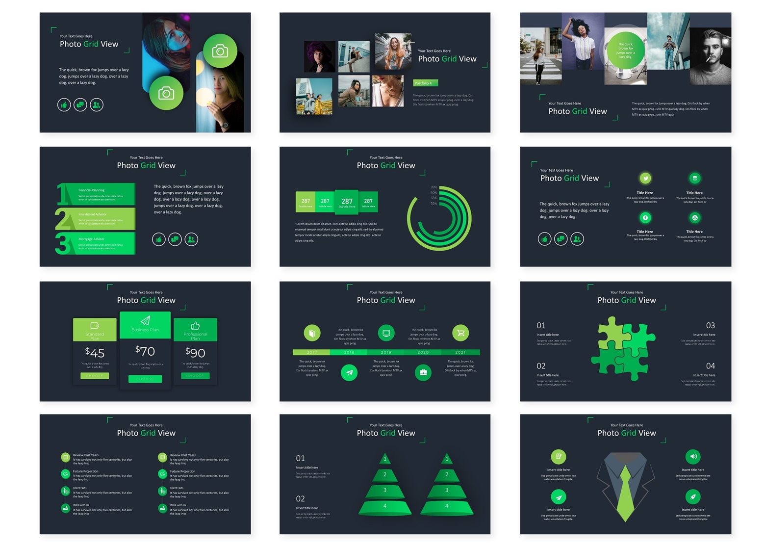 Photo Grid Google Slide Template (334106) Presentation Templates