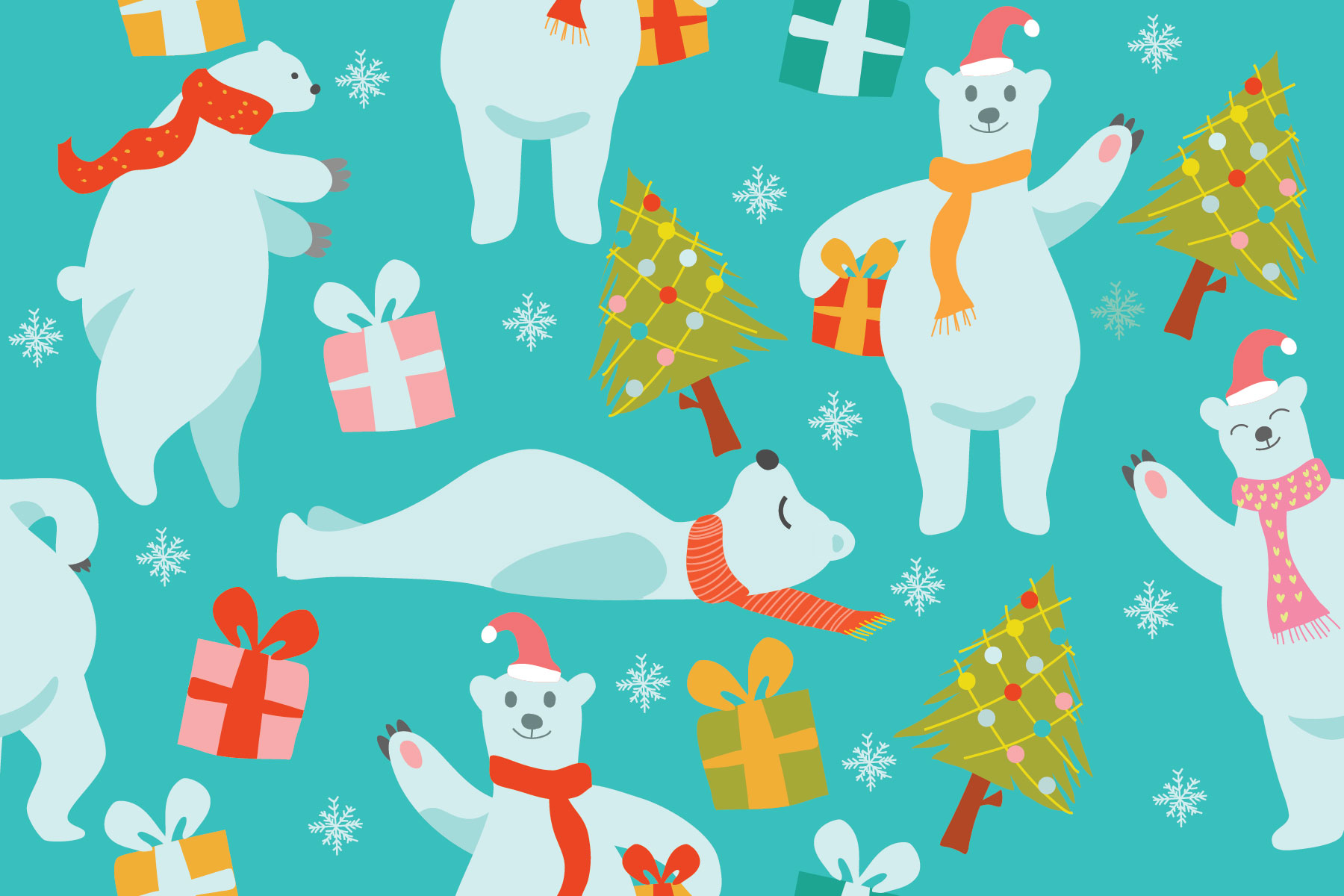 Polar Bear Pattern - Vector Illustration