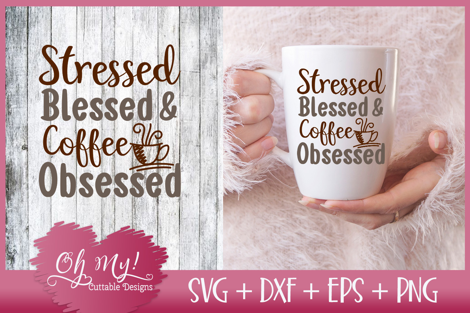Stressed Blessed Coffee Obsessed Fisherman Hat | Foldable Sun Cap With UV Protection, Made In USA