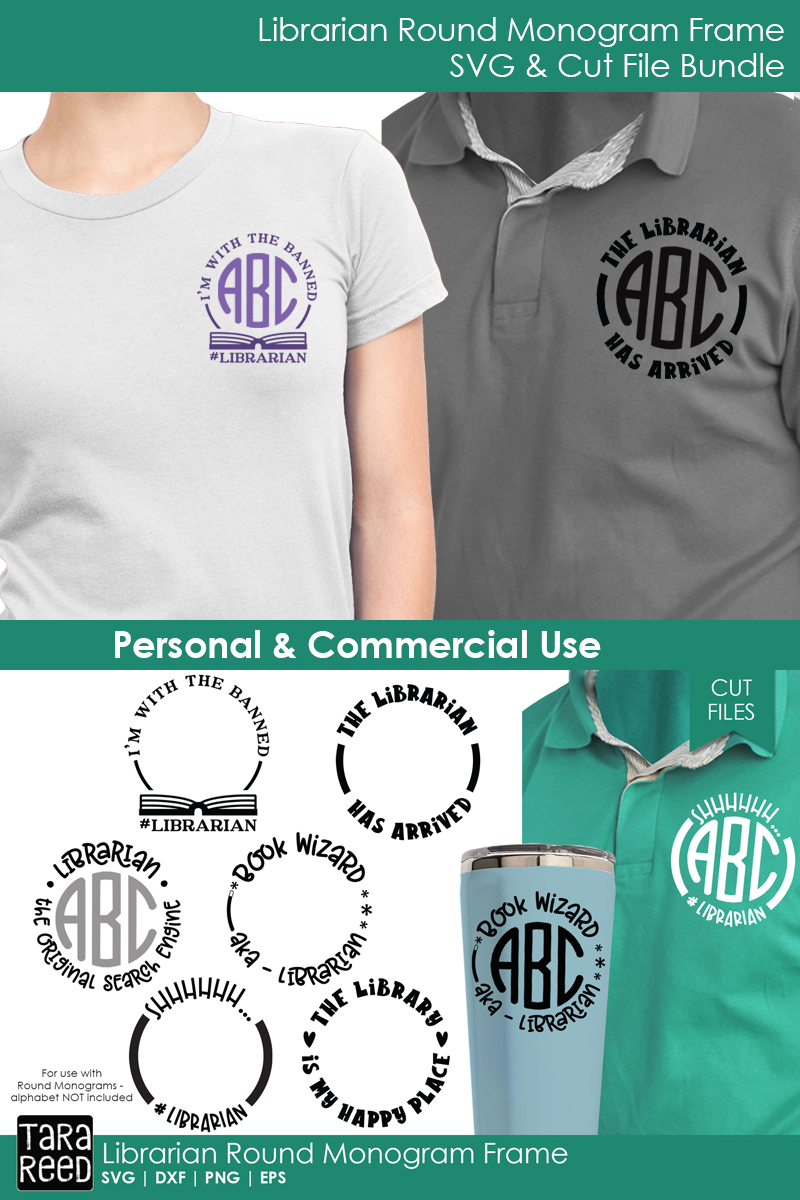 Librarian Round Monogram Frame - SVG and Cut Files