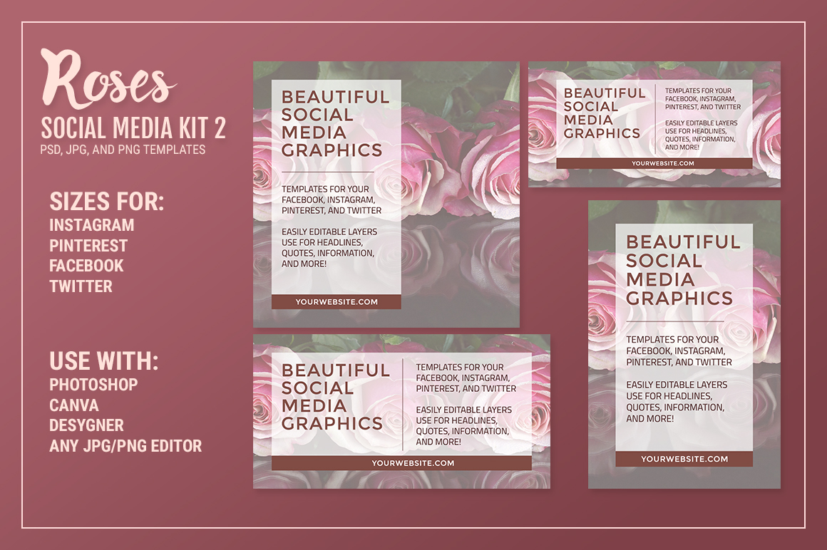 roses social media kit bundle by wonder design bundles