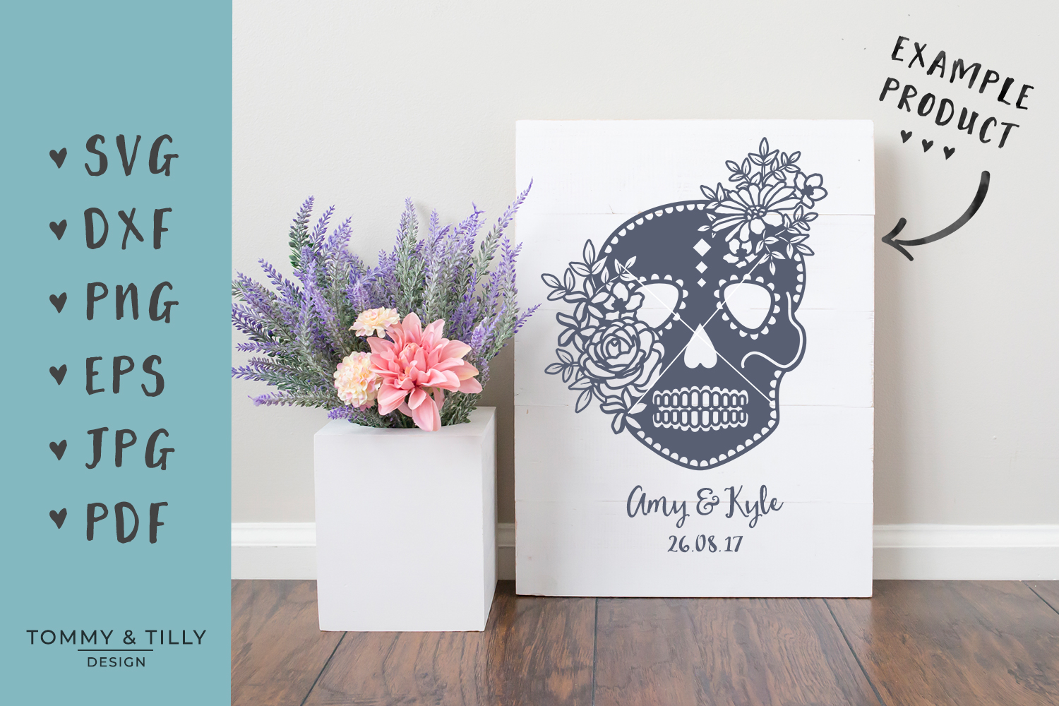 Download Floral Sugar Skull - SVG EPS DXF PNG PDF JPG Cutting File