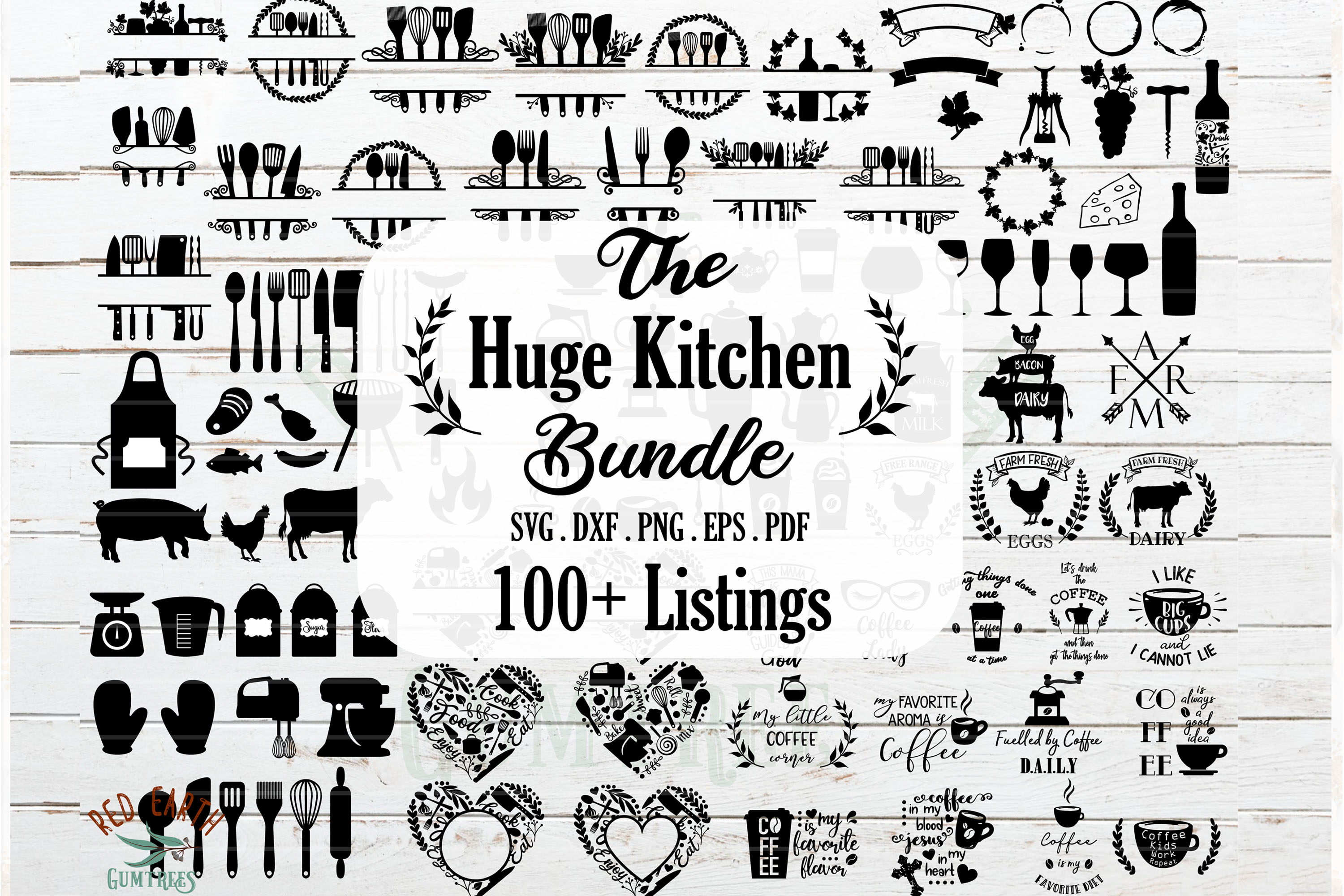 Download Huge Kitchen Bundle Svg Cook Bake Wine Farm Coffee Bundle