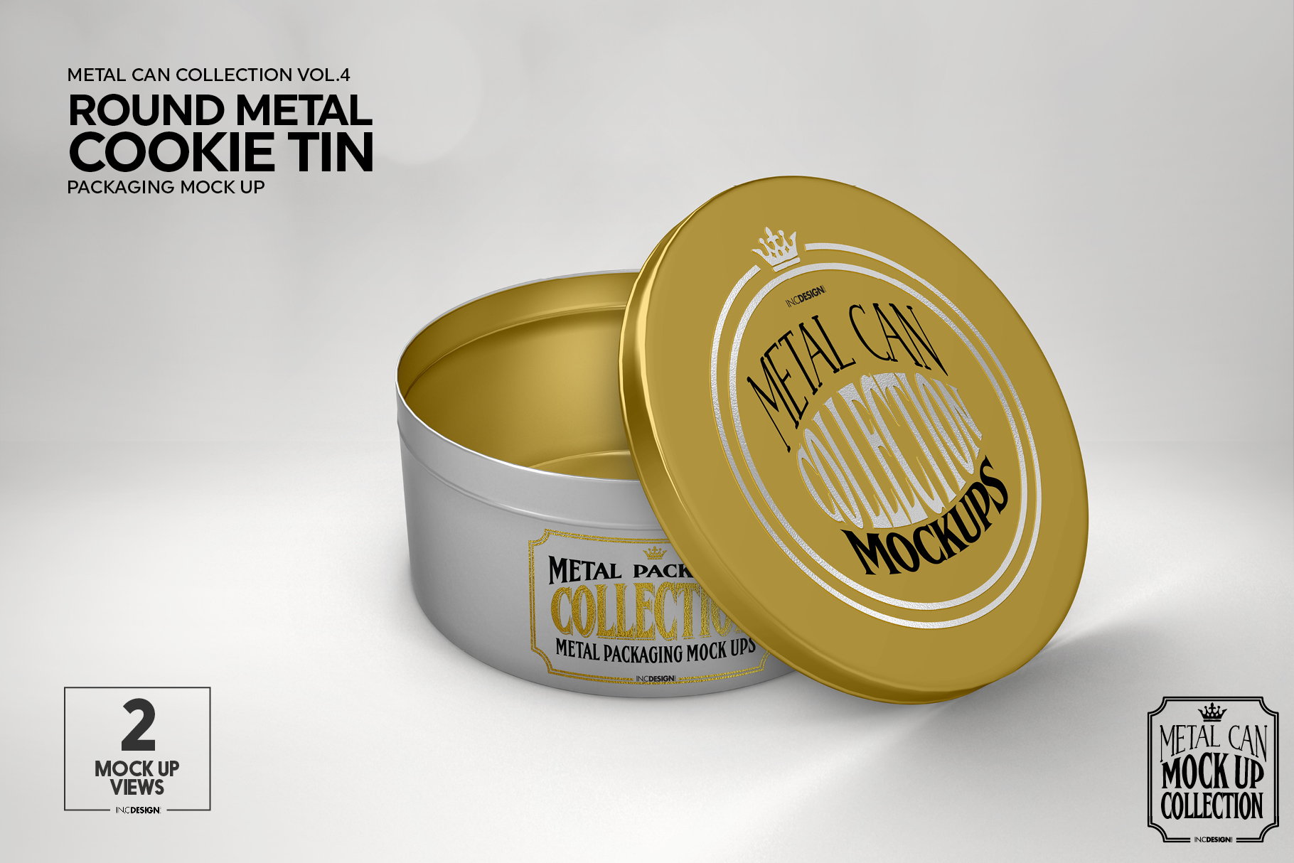 Metal Round Cookie Tin Packaging Mockup