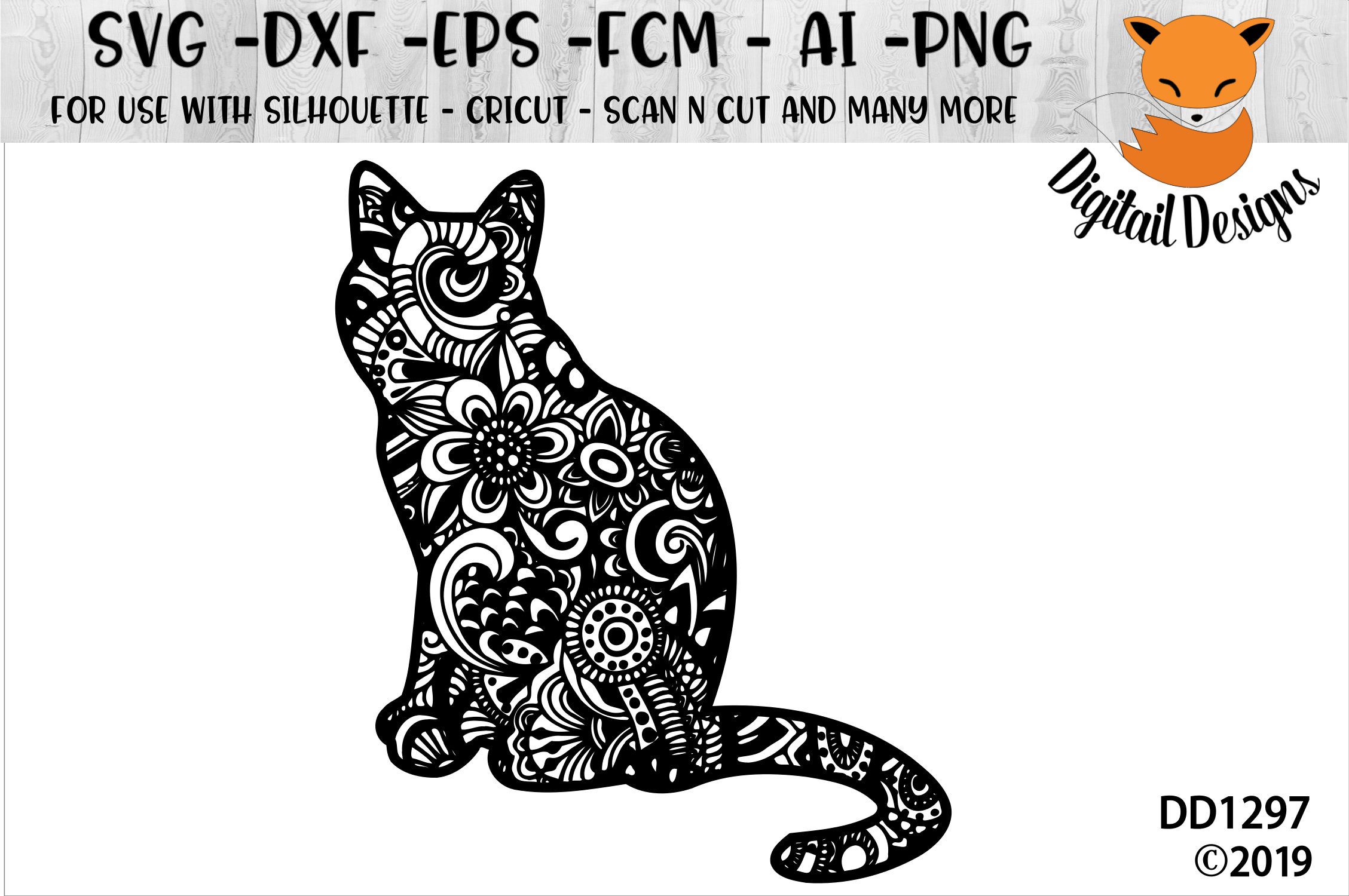 Download Zentangle Doodle Cat SVG