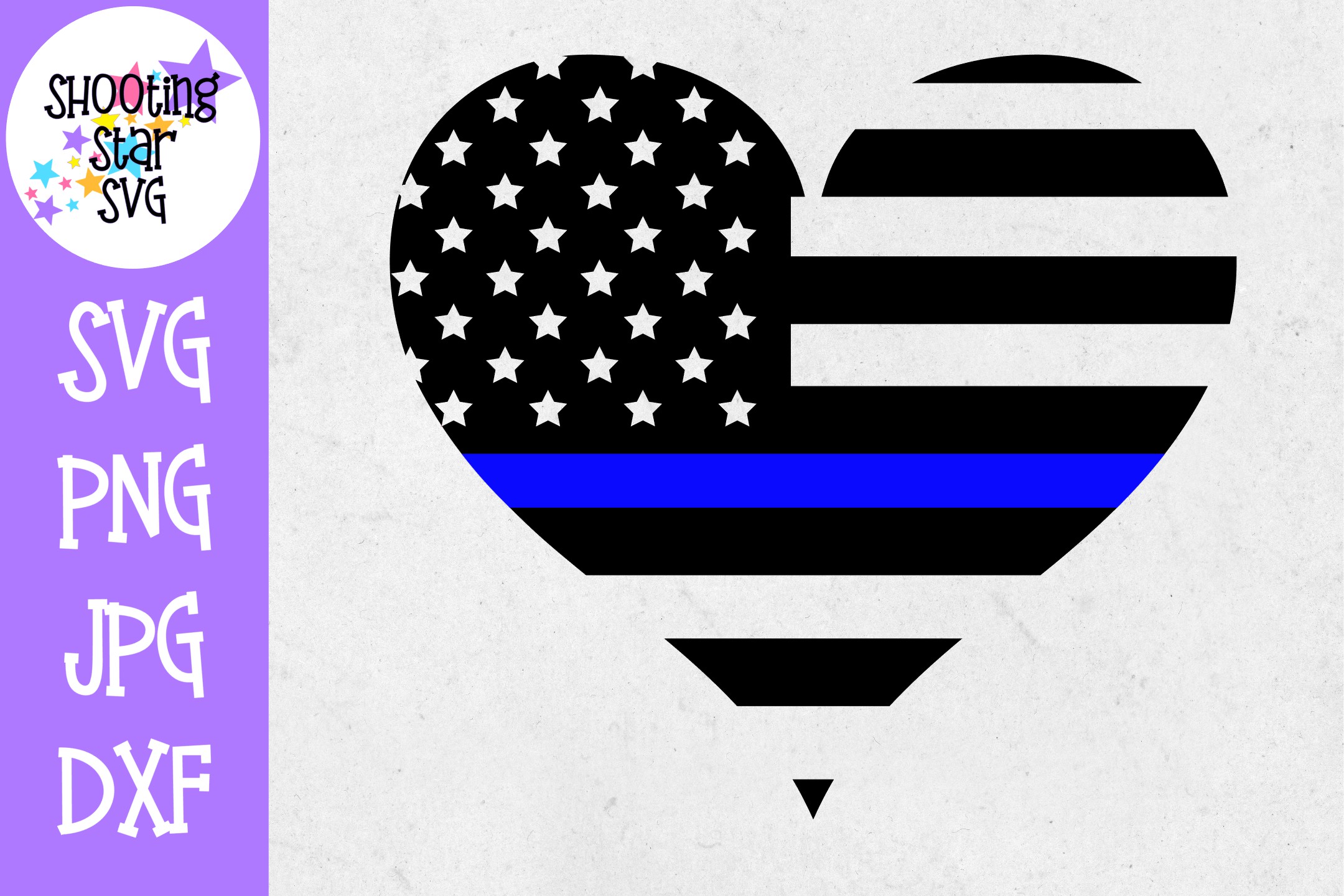 American Flag Heart - Thin Blue Line - Police Officer SVG