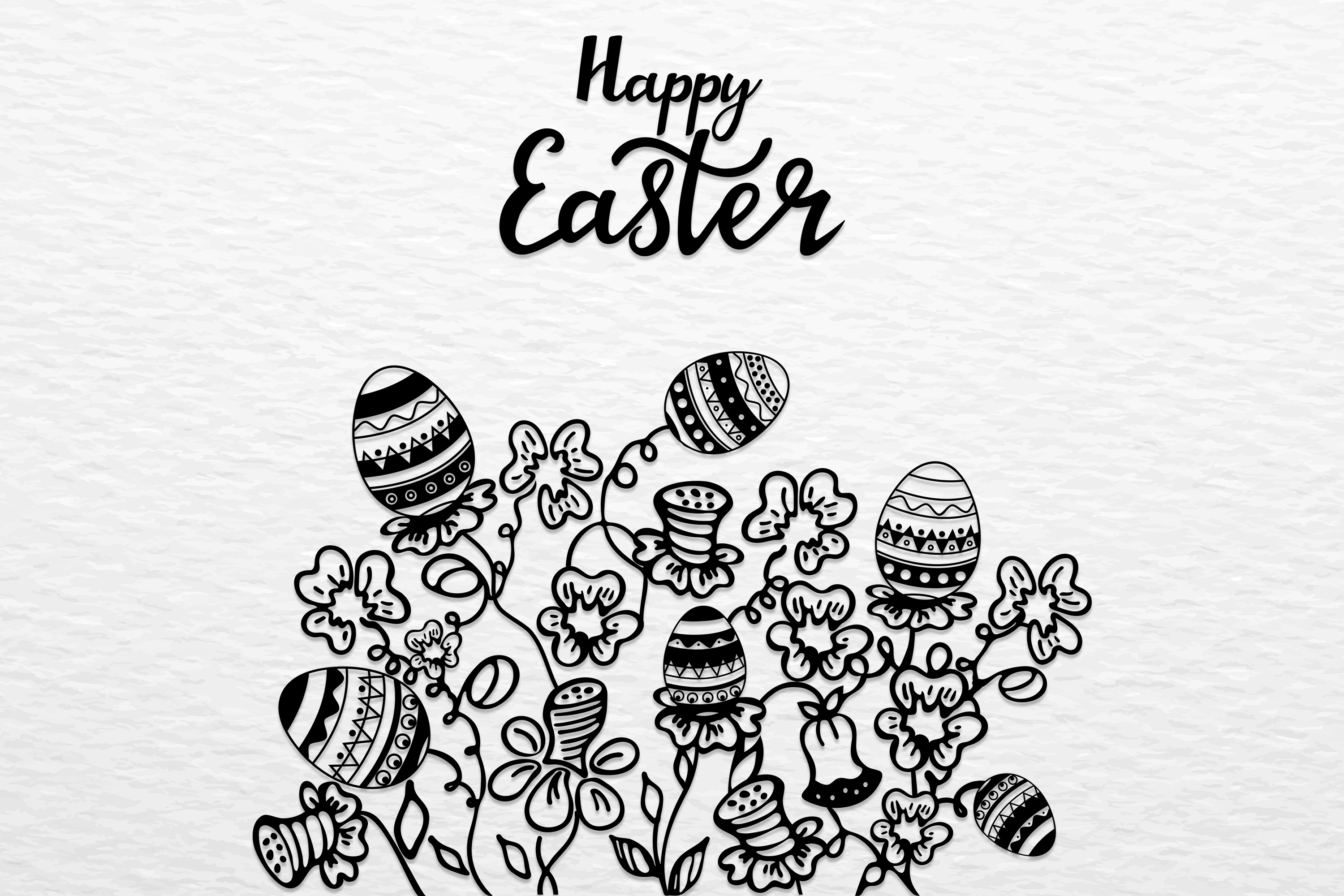 Download Happy Easter. Wreath with flowers, herbs and eggs. SVG Cut