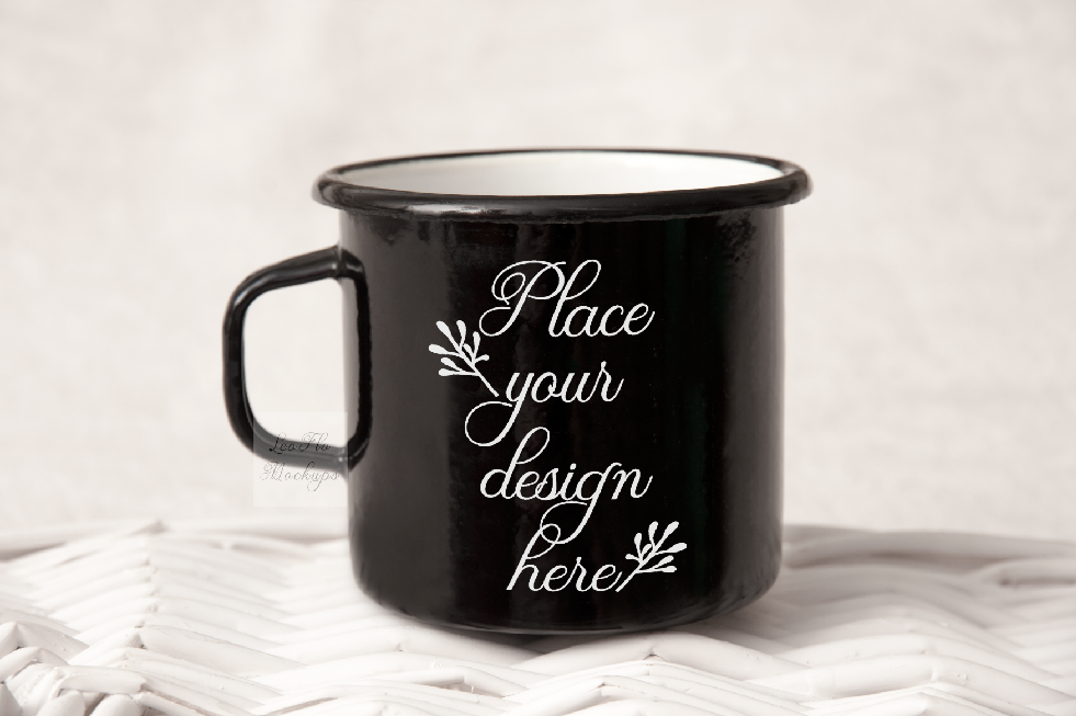 Download Black Camping mug mockup cup mock up enamel metal camper ...