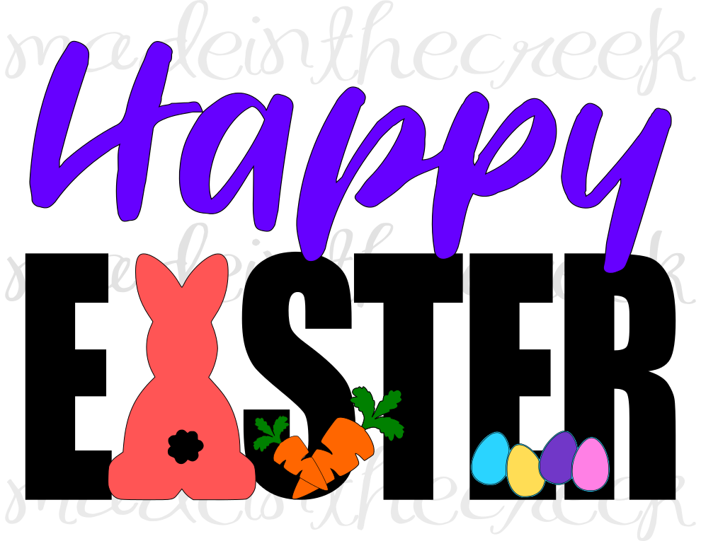 Happy Easter, Bunny, Eggs, Cute, Apparel Design, Cut File, SVG, PNG
