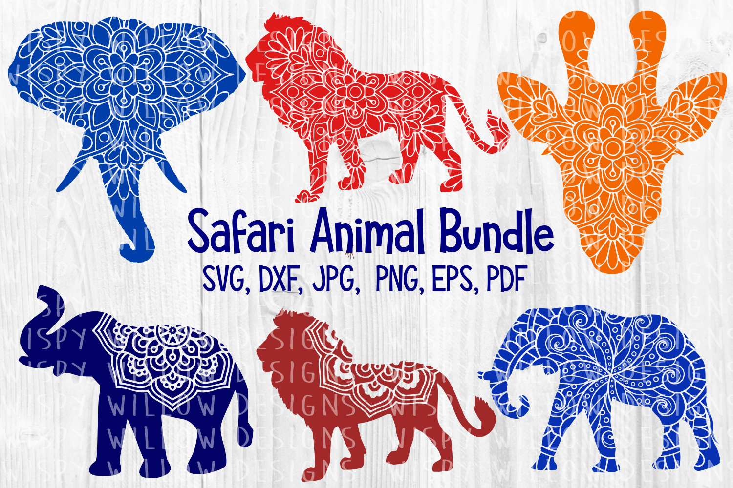 Download Safari Animal Mandala Bundle, Lion, Elephant, Giraffe SVG ...