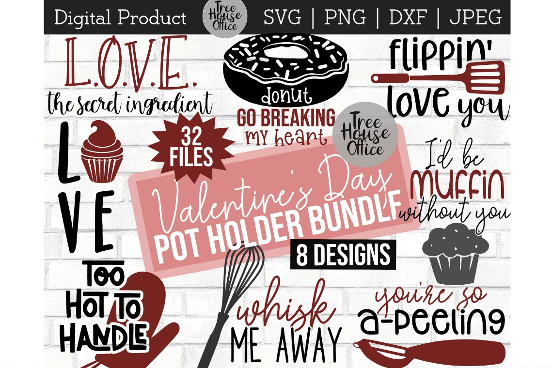 Download Valentine Day Pot Holder Kitchen Bundle, SVG, PNG JPEG DXF