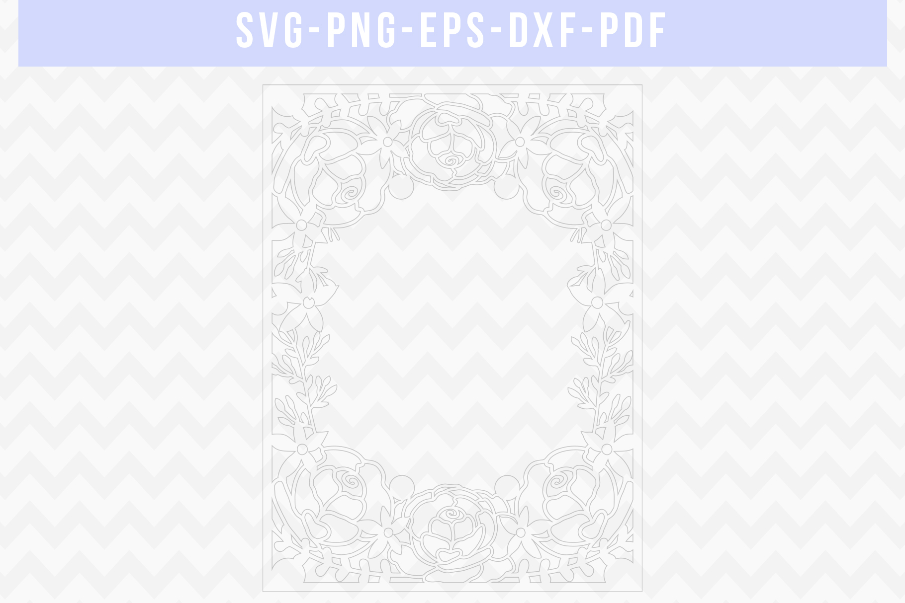 Download Floral Frame SVG Cut File, Wedding Flower Papercut, DXF, PDF
