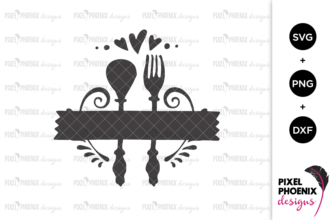 Download Spoon and Fork Kitchen split monogram - Kitchen SVG