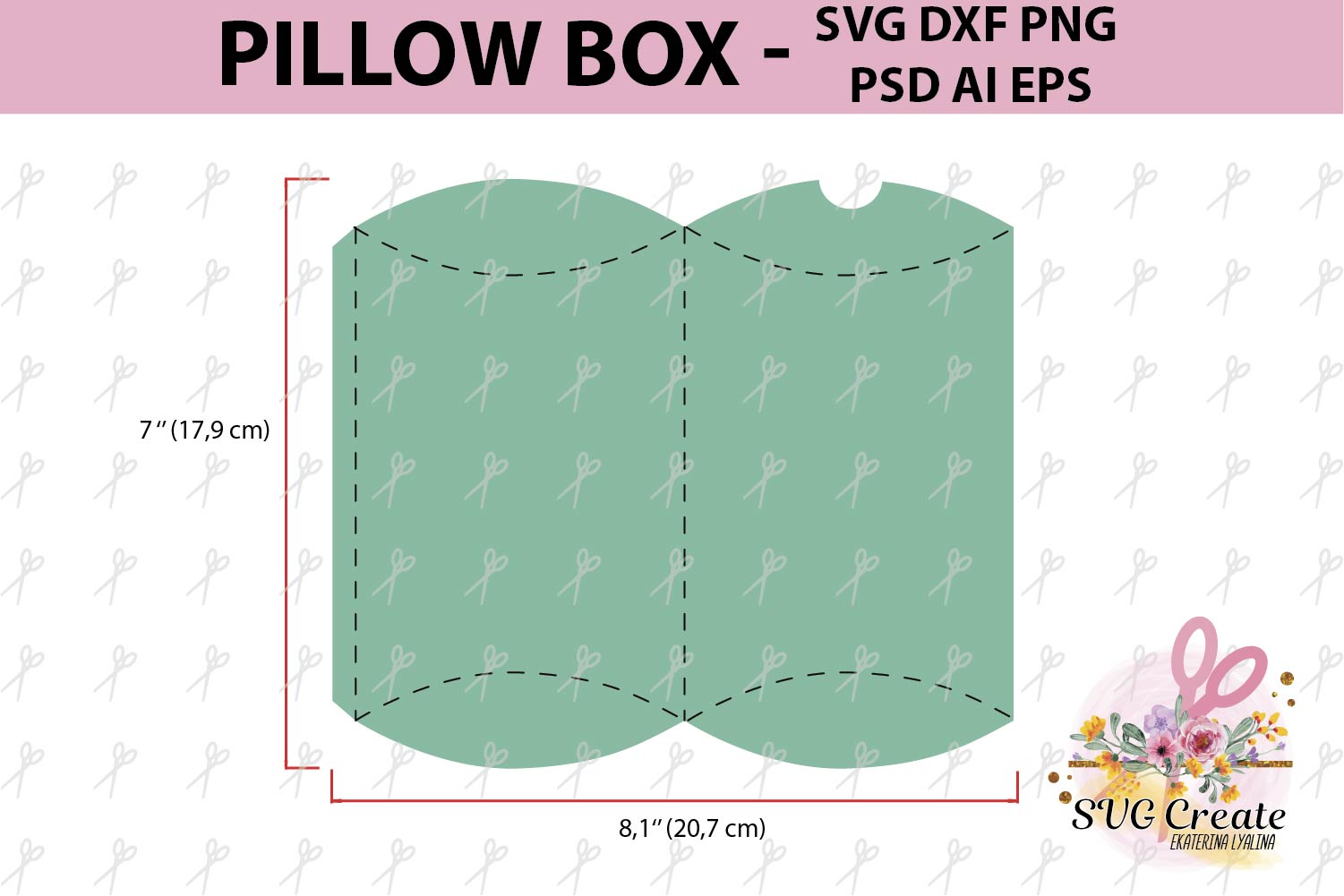 Pillow Box Template Gift Favor Papercut Diy Paper Print