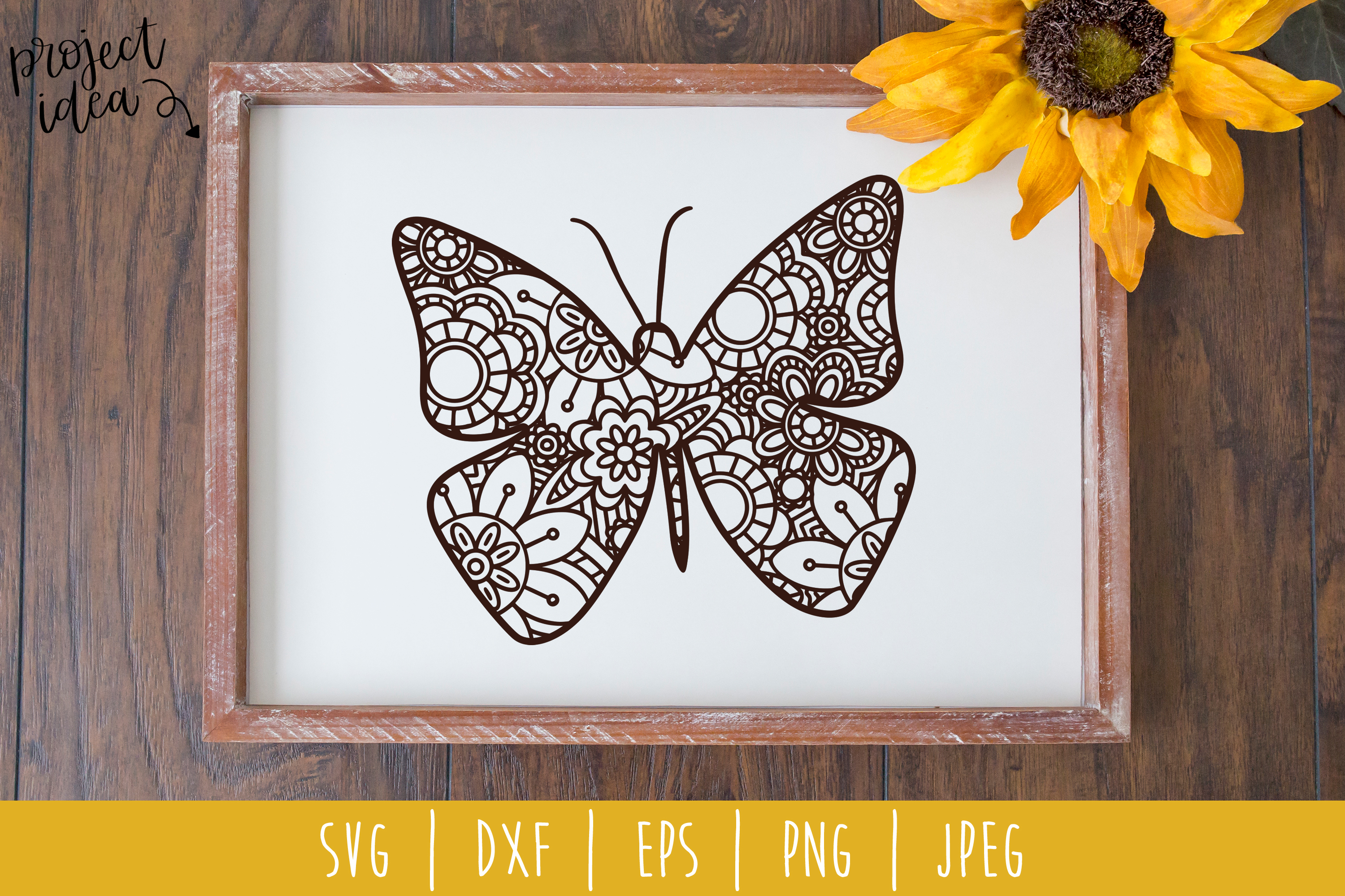 Download Butterfly Mandala Zentangle SVG, DXF, EPS, PNG, JPEG (285256) | SVGs | Design Bundles