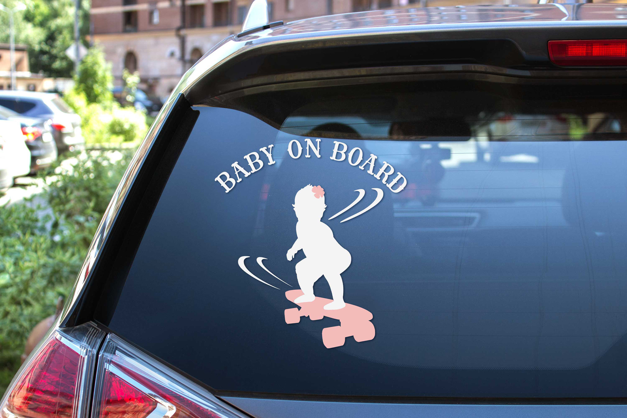 Download Baby On Board SVG Skateboarding Girl Car Decal (381729 ...