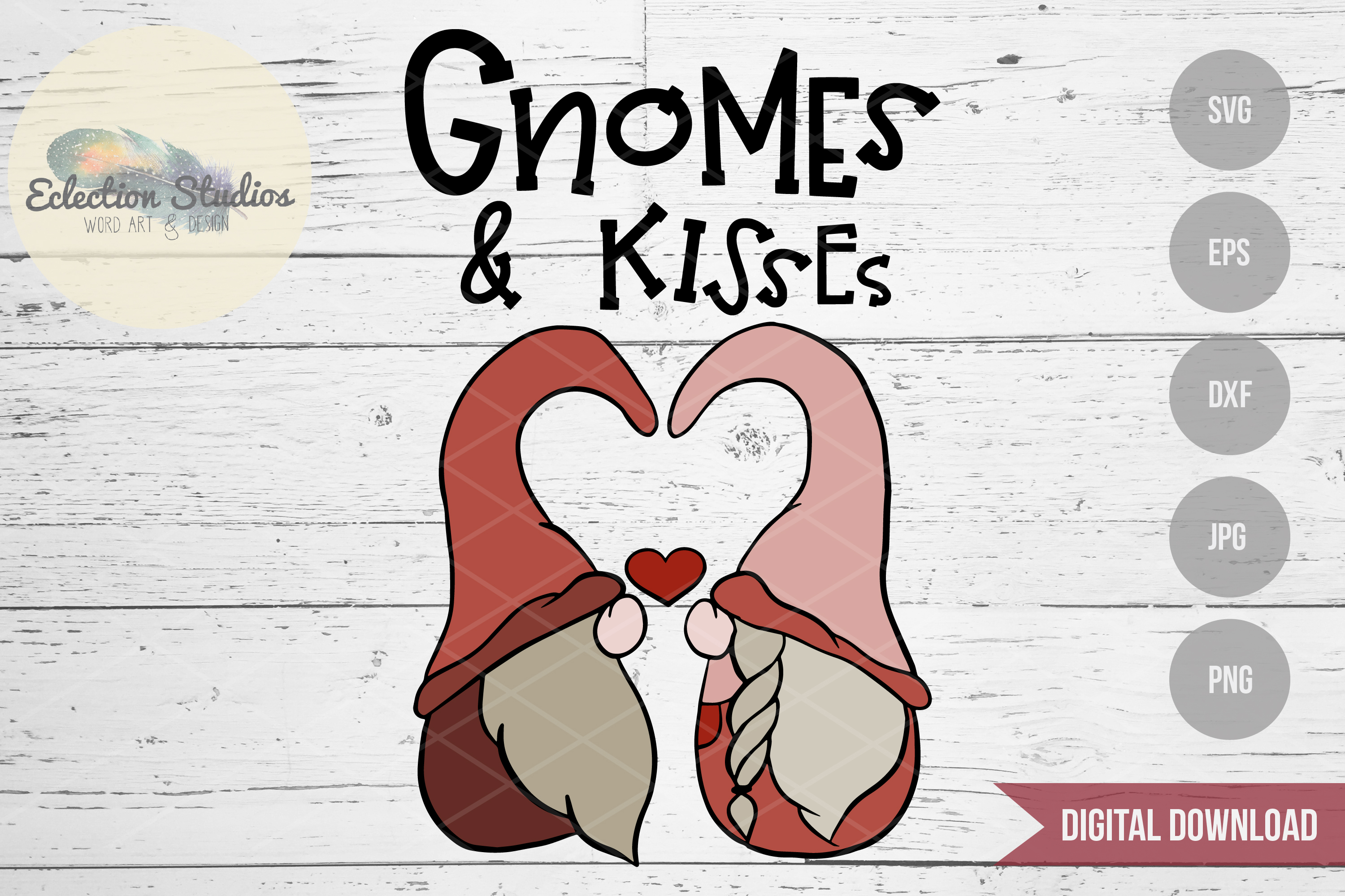 Download Gnome Valentine, Gnomes & Kisses, Gnome Couple, Gnome SVG