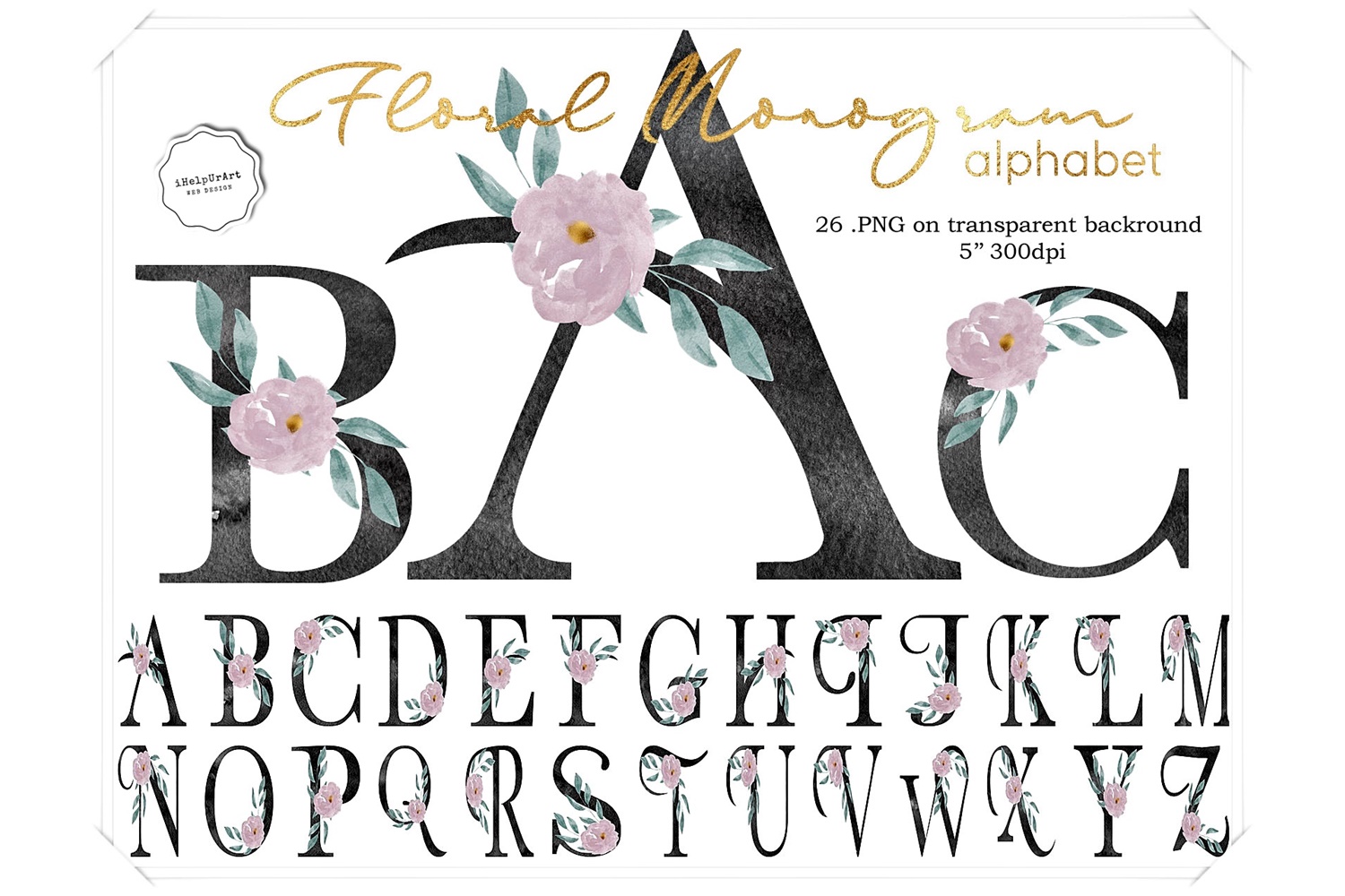 Download Watercolor Floral Monogram Letters