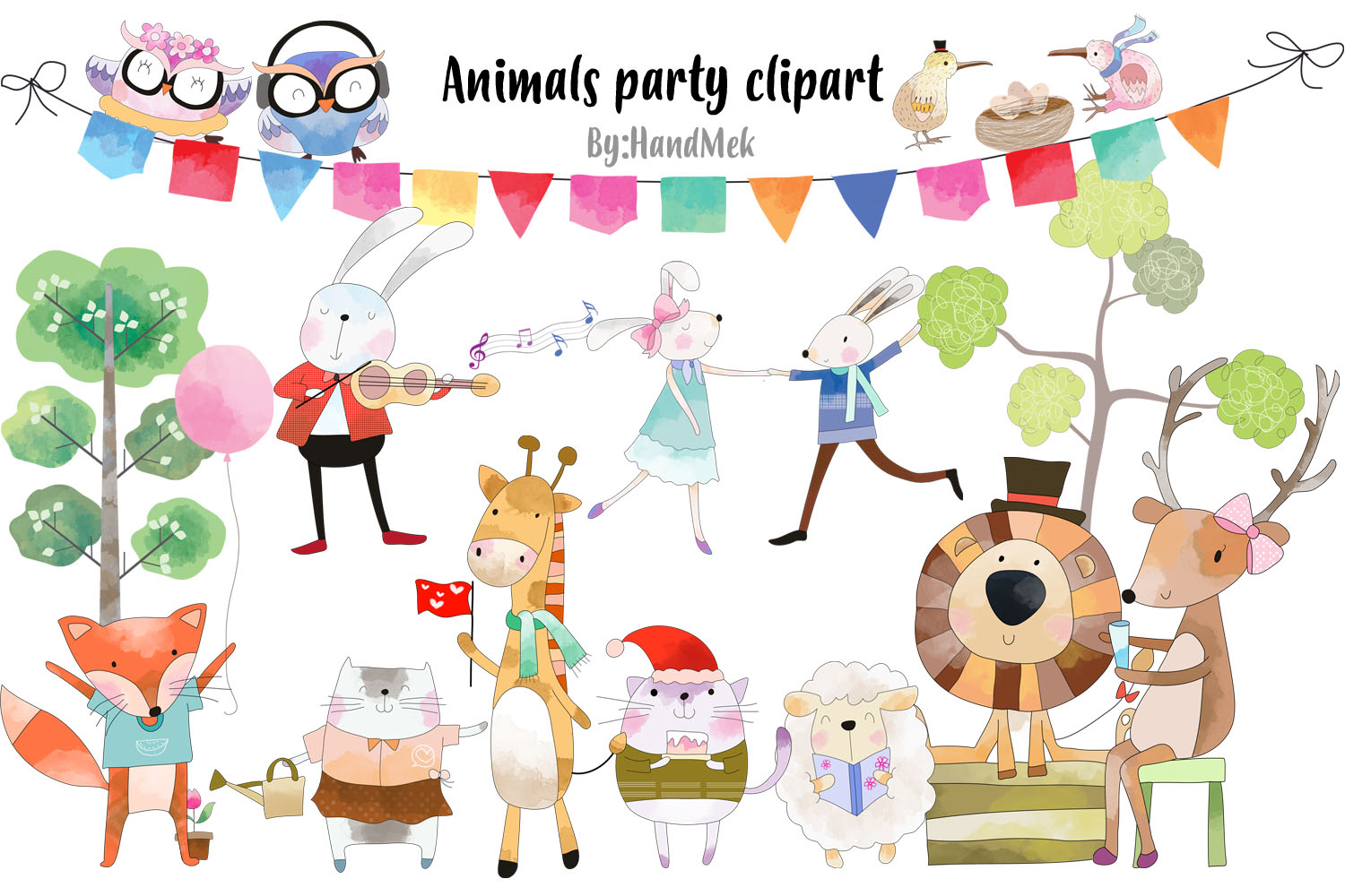 Animals party clipart