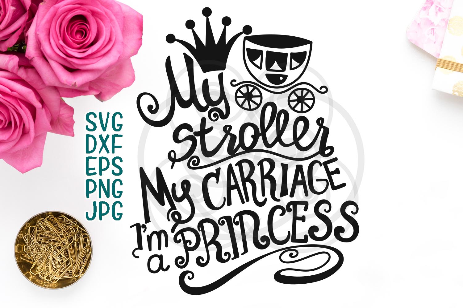 Download Princess words Stroller Carriage svg cutting file design ...