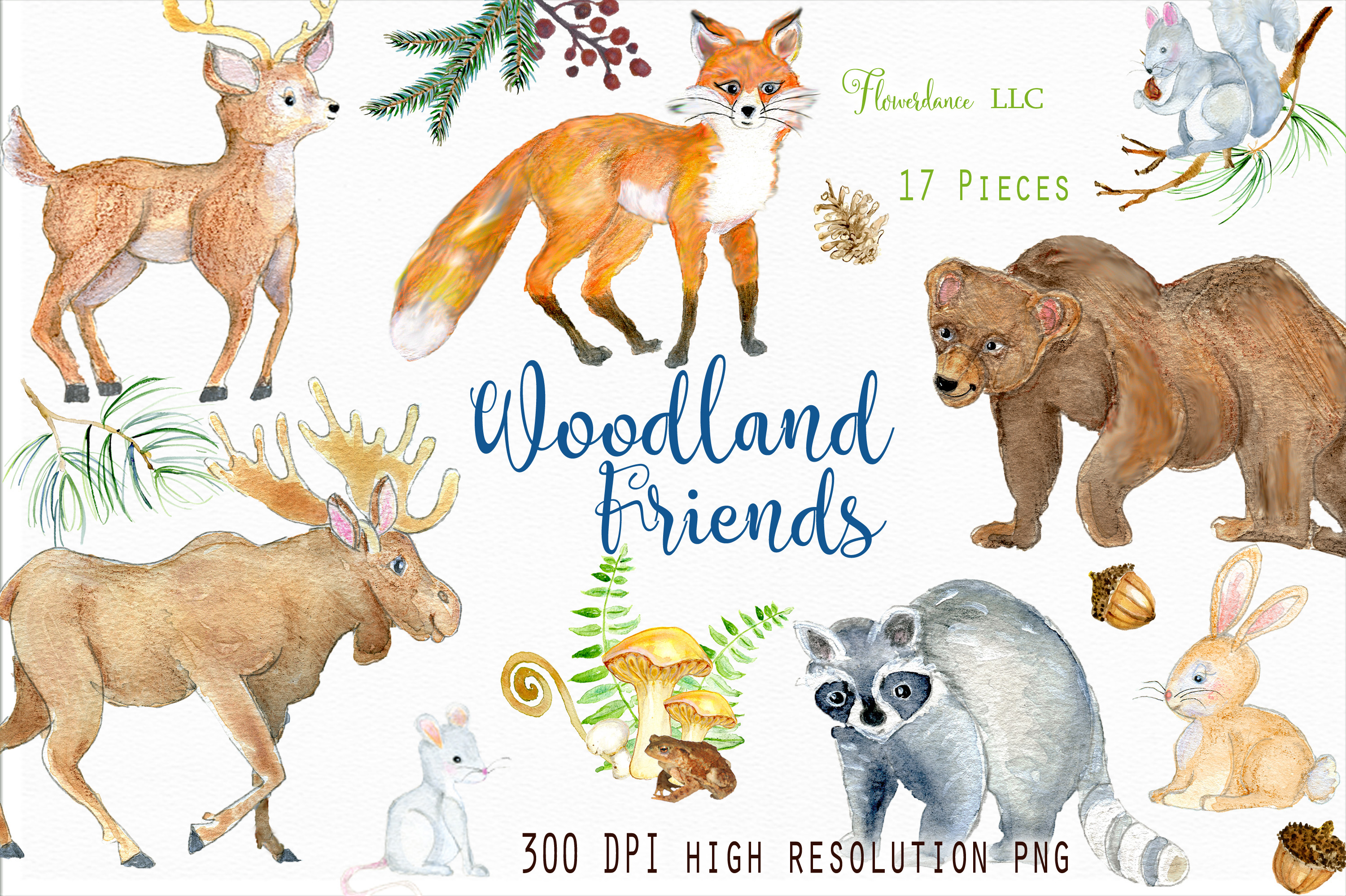 Download Watercolor Woodland Animals Clipart