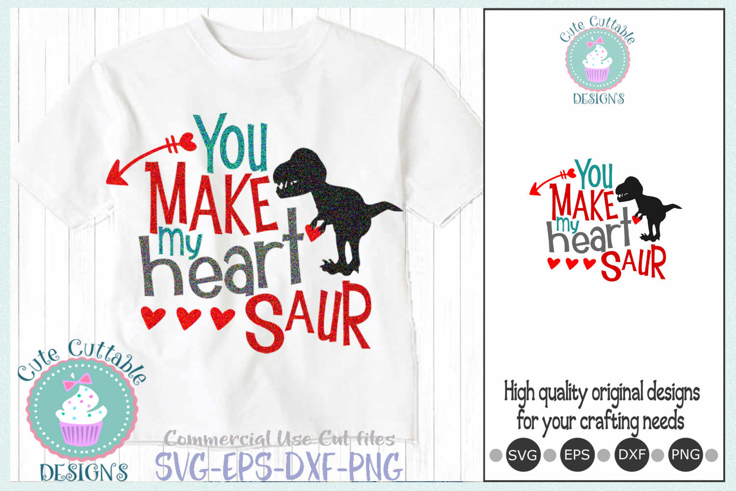 Valentine svg You Make my Heart Saur T Rex Dinosaur Cut file