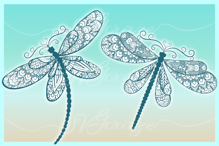 Download Dragonfly Mandala Zentangle Bundle Svg Dxf Eps Png Pdf Files