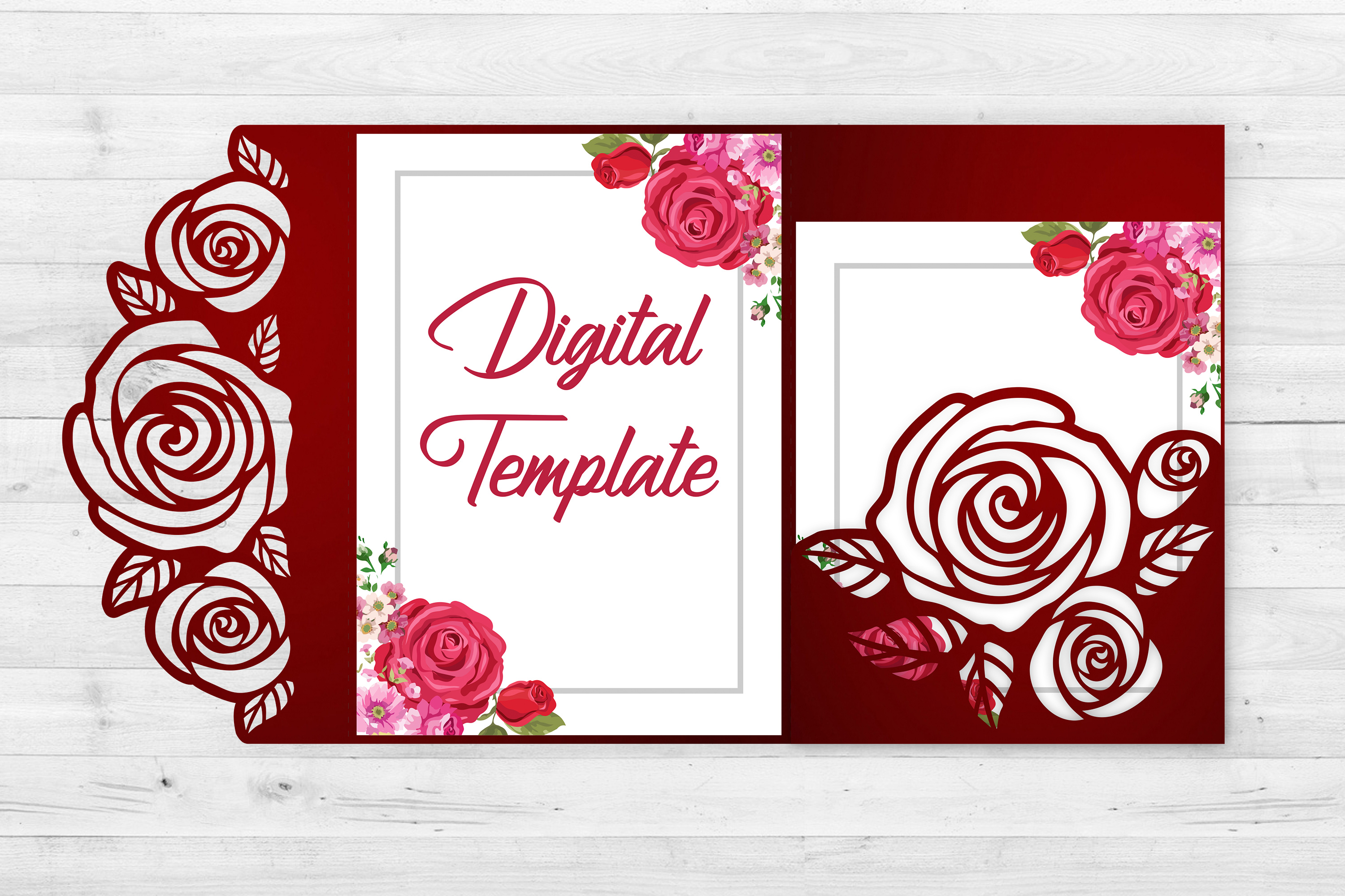 Rose wedding invitation template Svg files for cricut