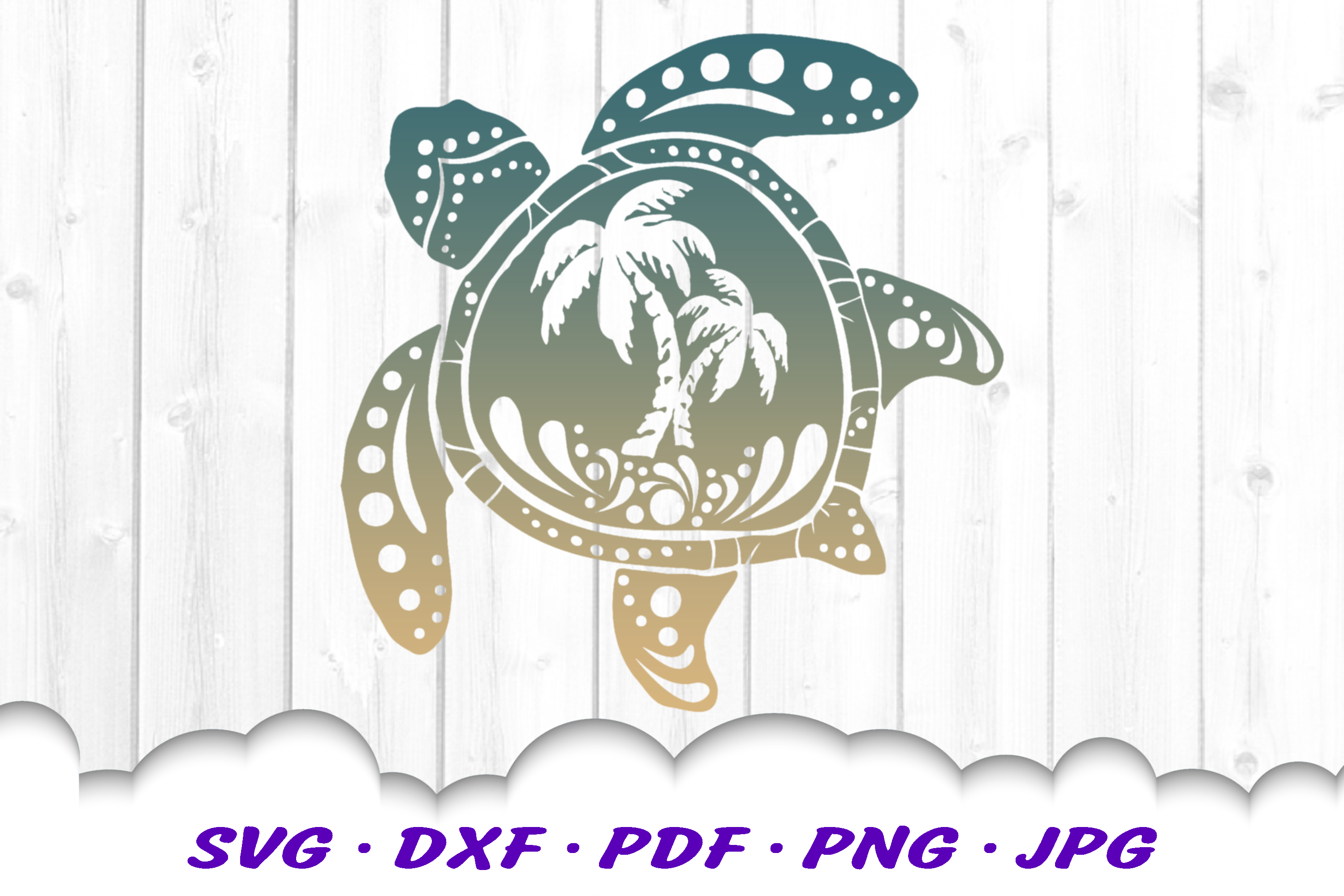 Palm Beach Sea Turtle SVG DXF Cut Files