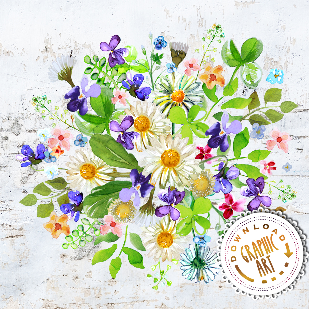 Watercolor Bouquet clipart (109371) Patterns Design Bundles