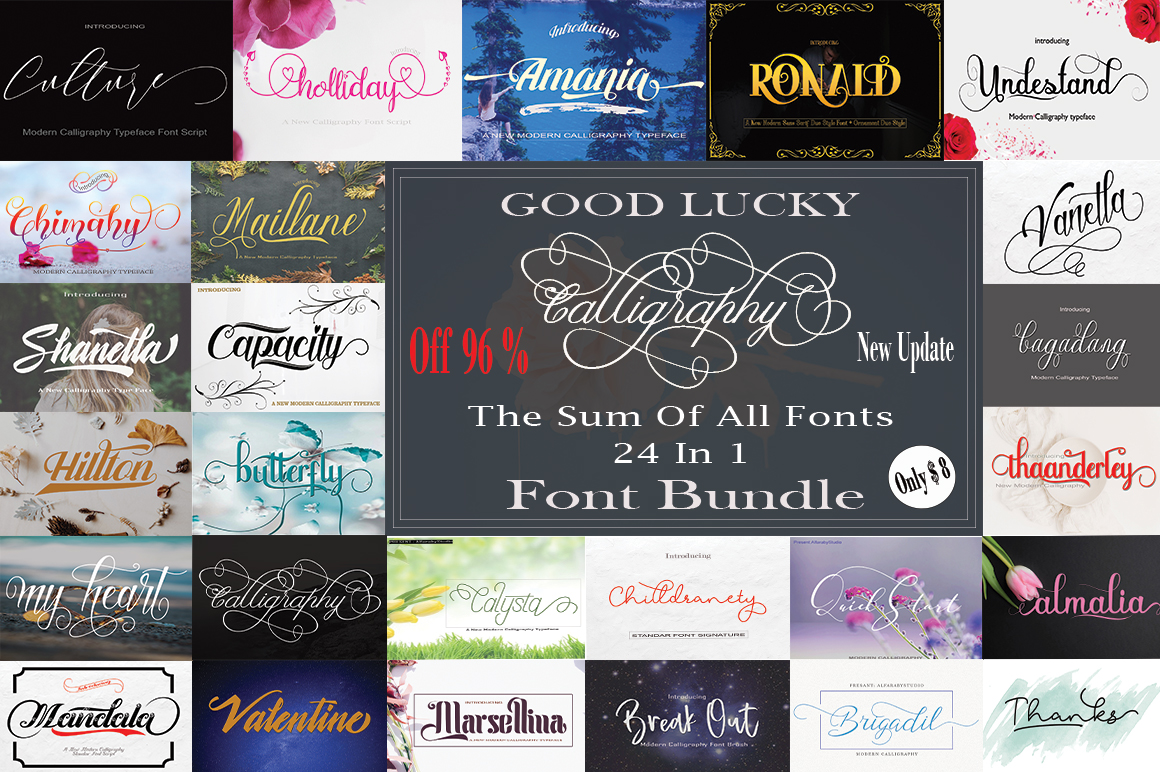 Good Lucky Calligraphy Font Bundle