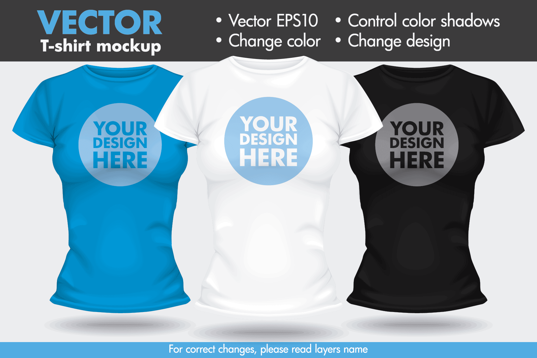Download Vector T-shirt Template Mock-up Female Woman (131906) | Objects | Design Bundles