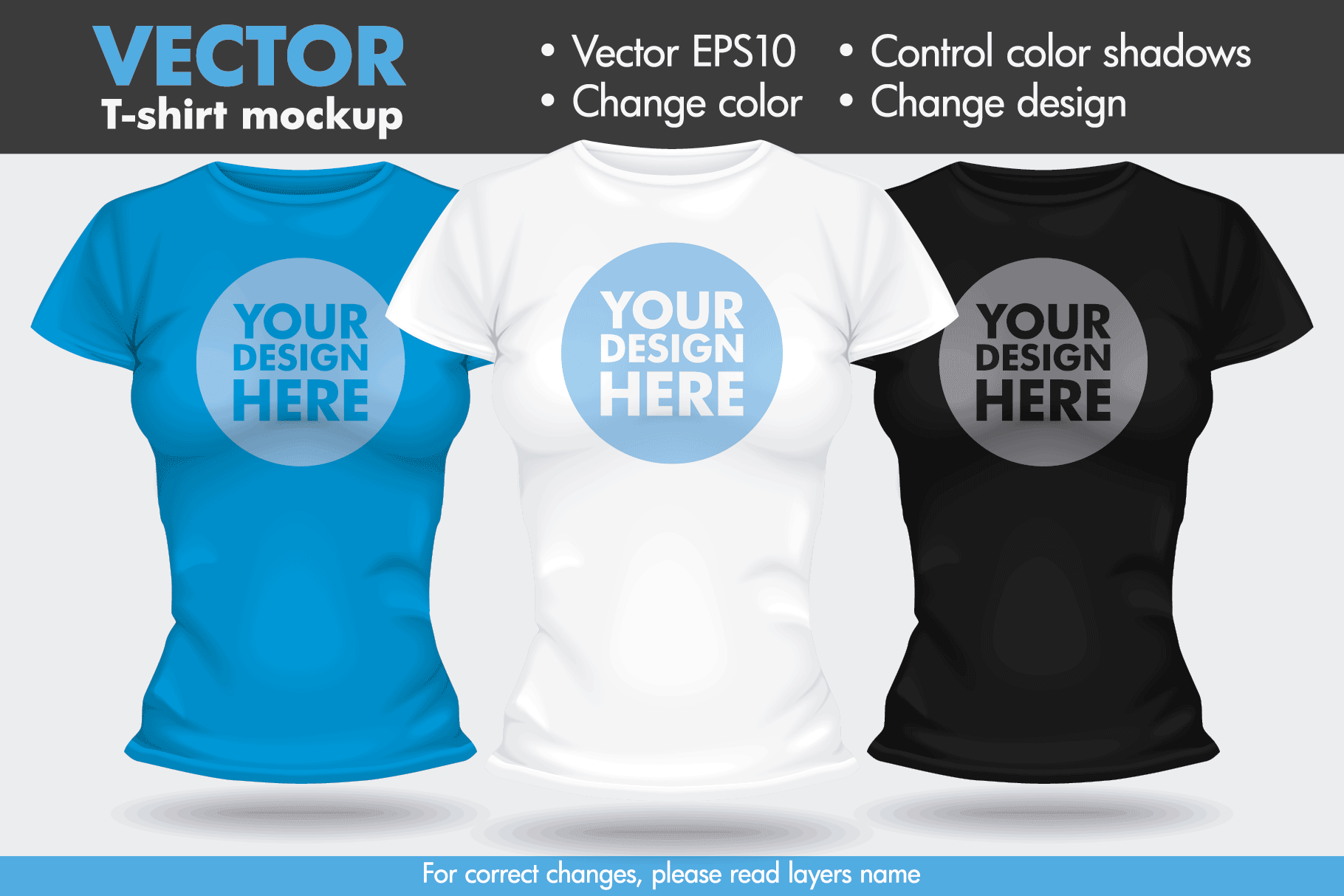 Vector T-shirt Template Mock-up Female Woman (131906) | Objects | Design Bundles