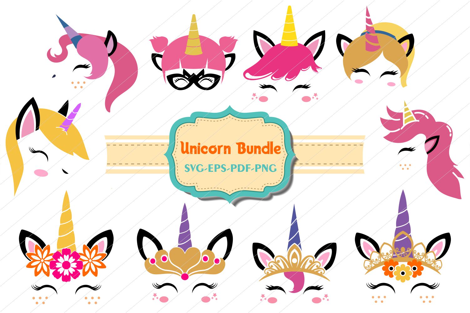 Download unicorn bundle, Unicorn svg, unicorn face cut files, licorne