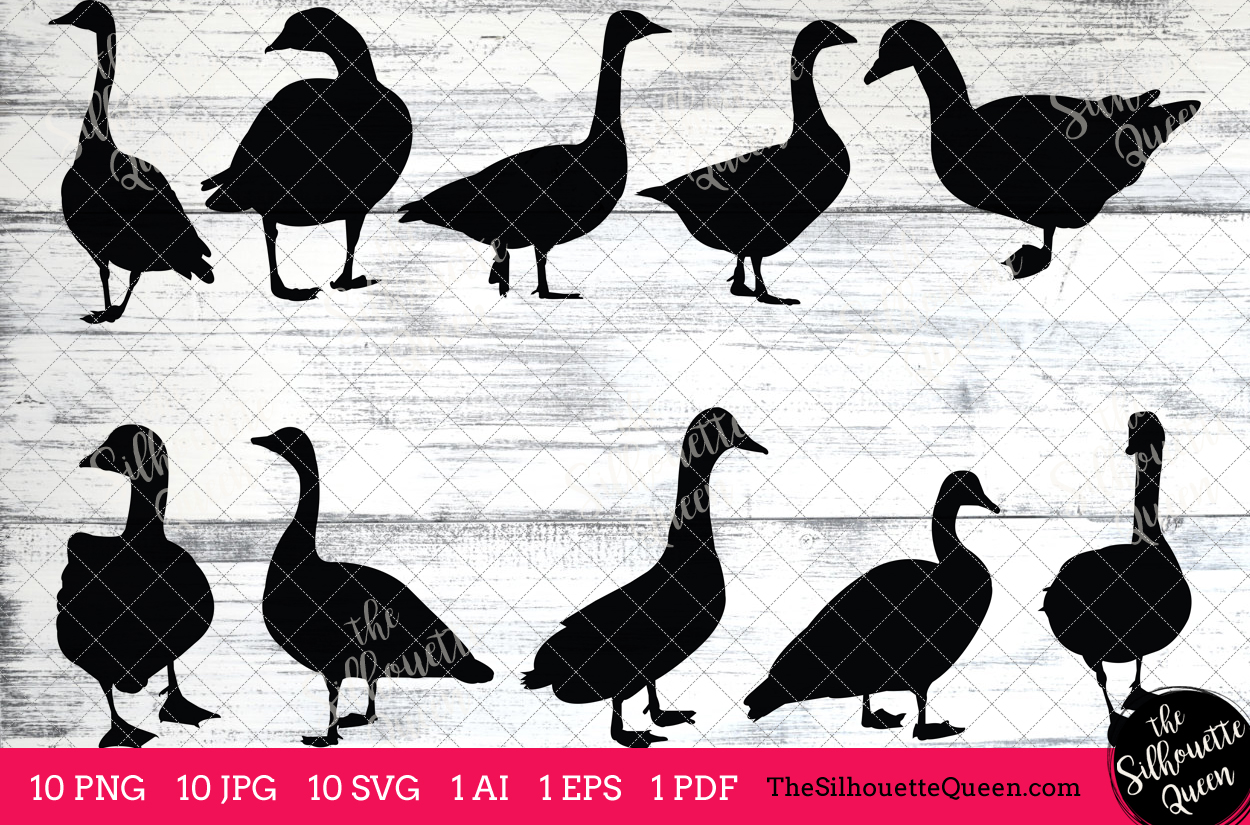 Goose Silhouettes Clipart Clip Art (AI, EPS, SVGs, JPGs, PNGs, PDF ...