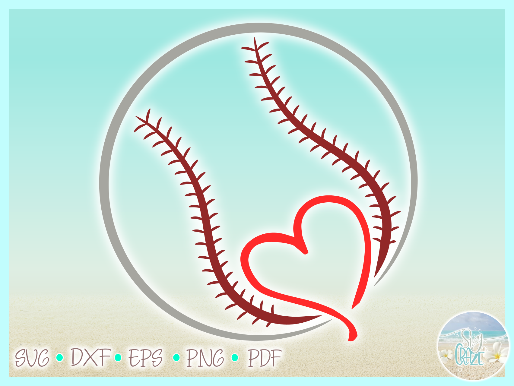 Download Baseball With Heart Sports Enthusiast Svg Dxf Eps Png Pdf