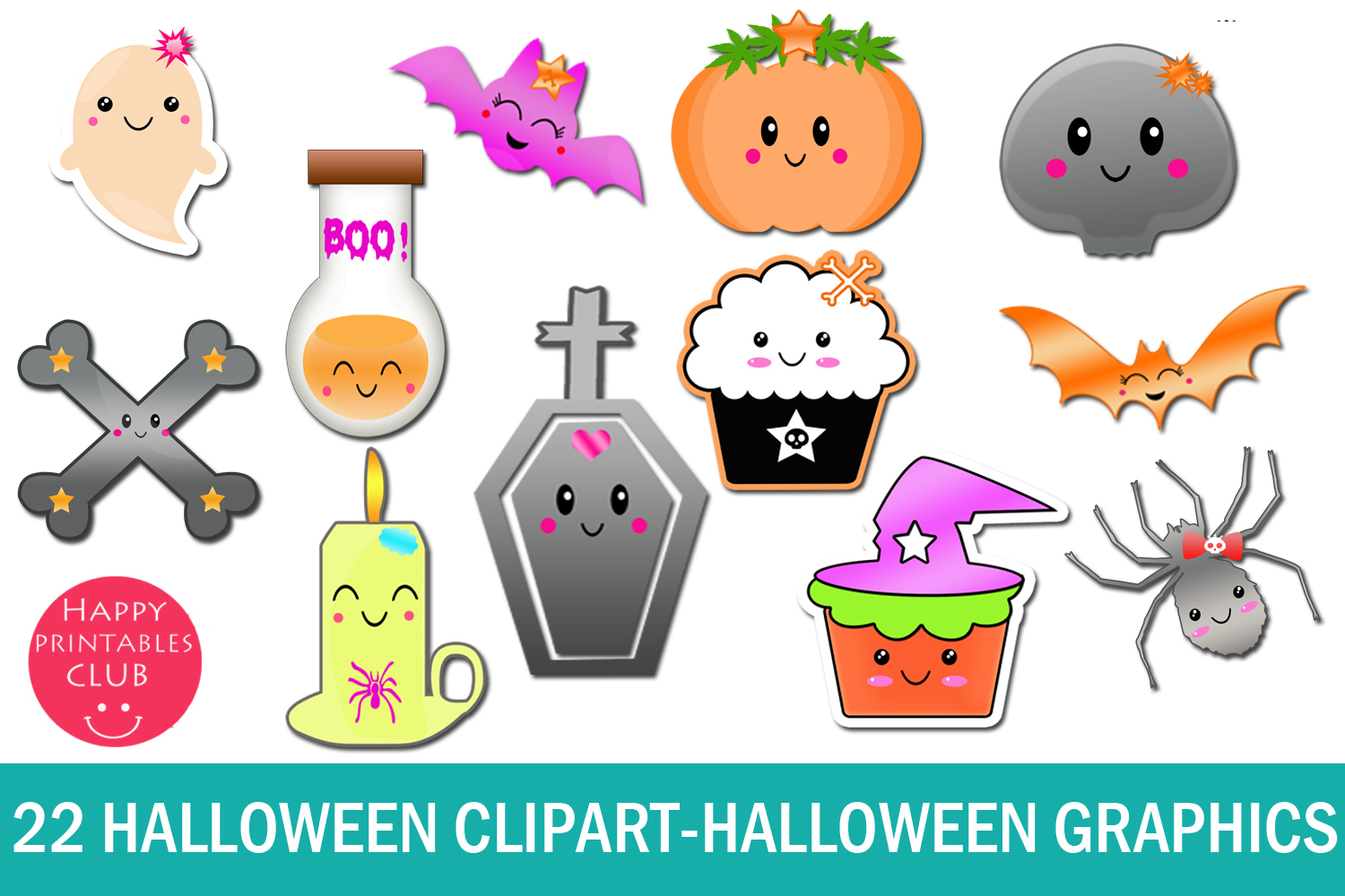 22 Kawaii Halloween Clipart-Halloween Graphics Clipart