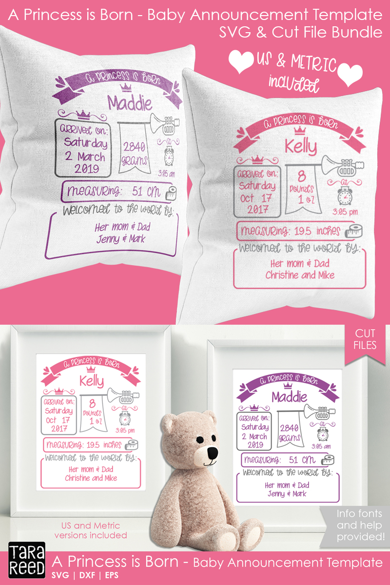 Download New Princess Baby Announcement Template (121054) | Cut ...