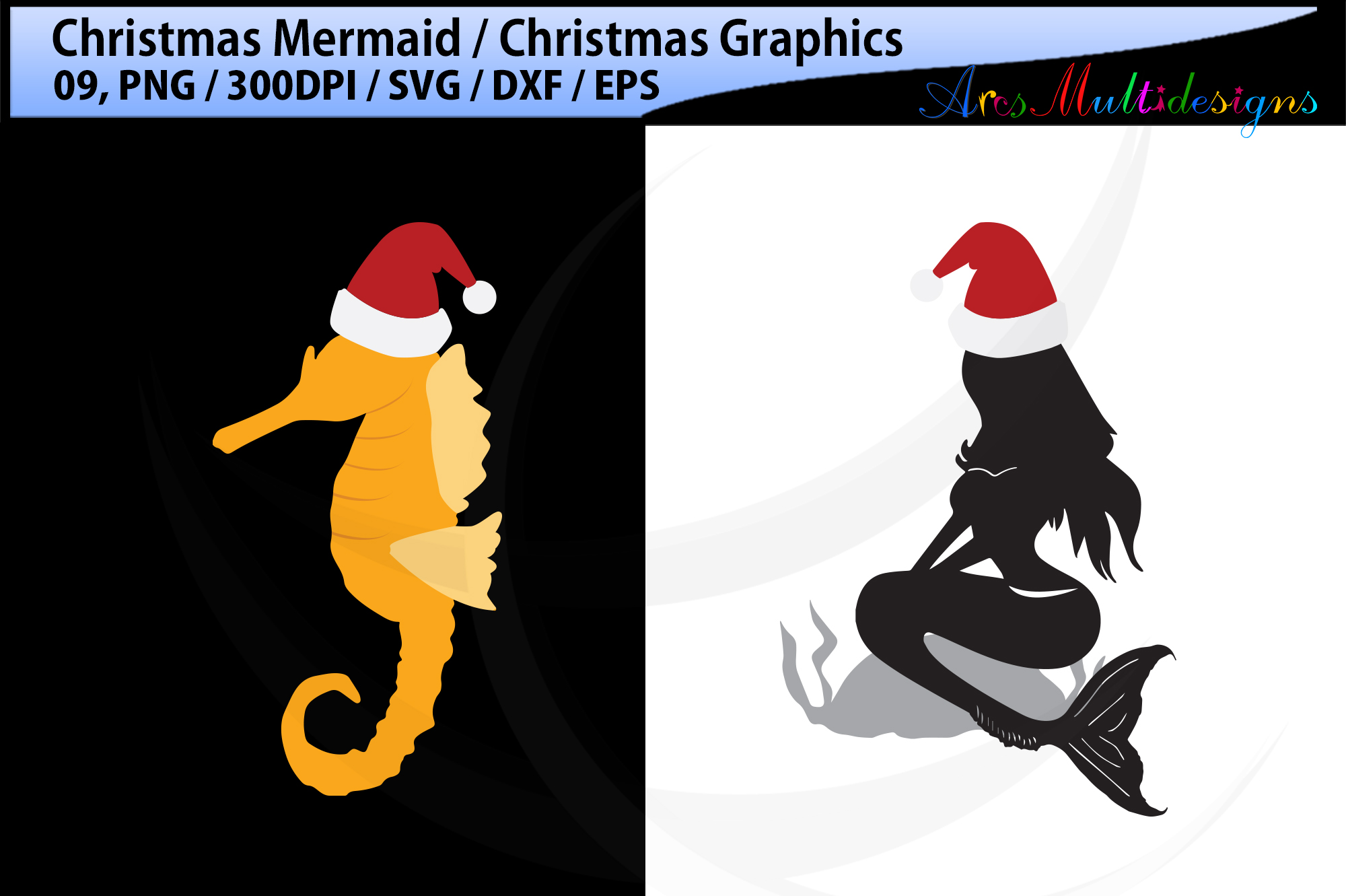 Download Mermaid christmas svg bundle / christmas graphics bundle ...