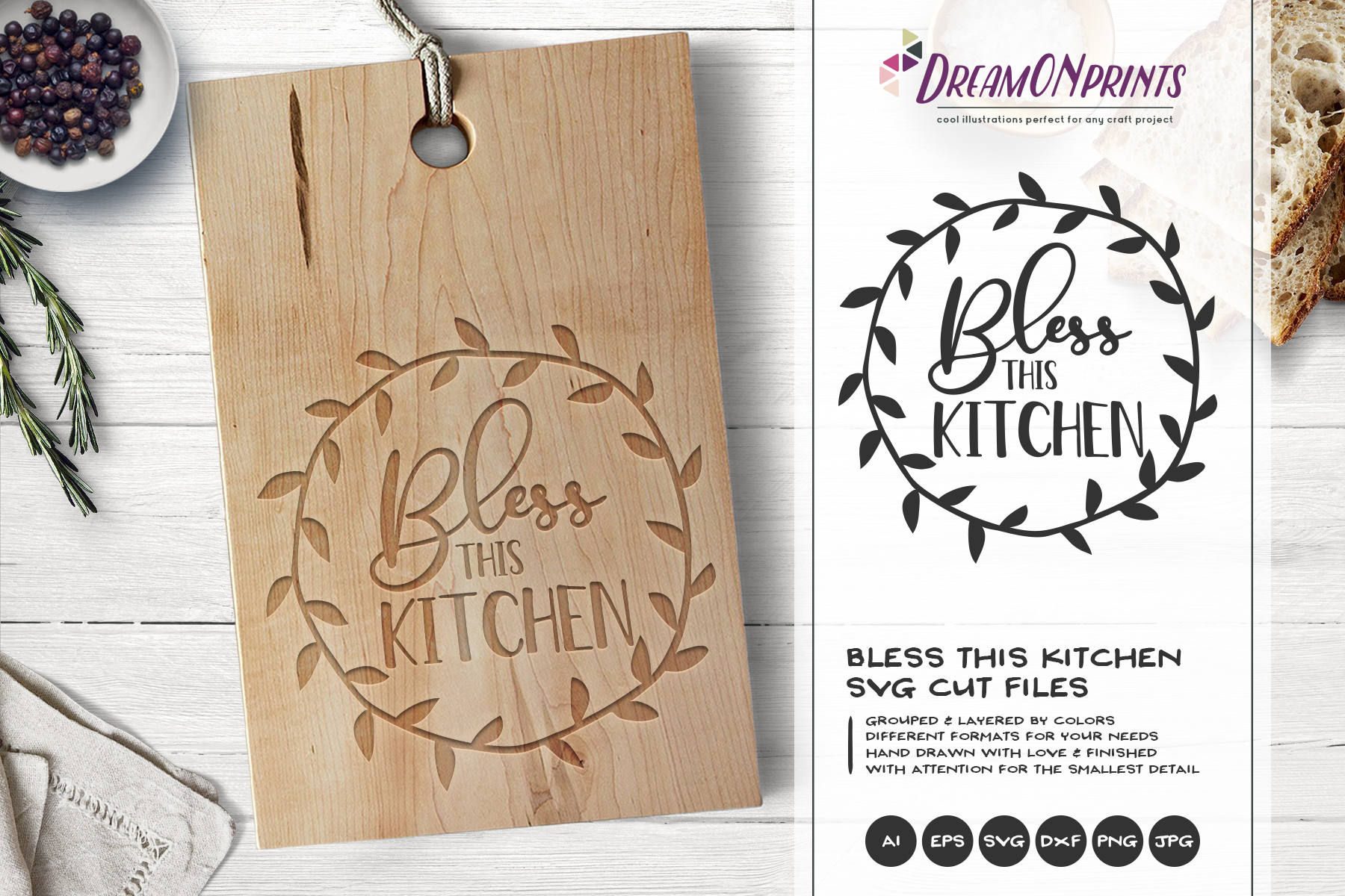 Download Free SVG Bless this Kitchen SVG - Kitchen SVG Sign Making (22079.....