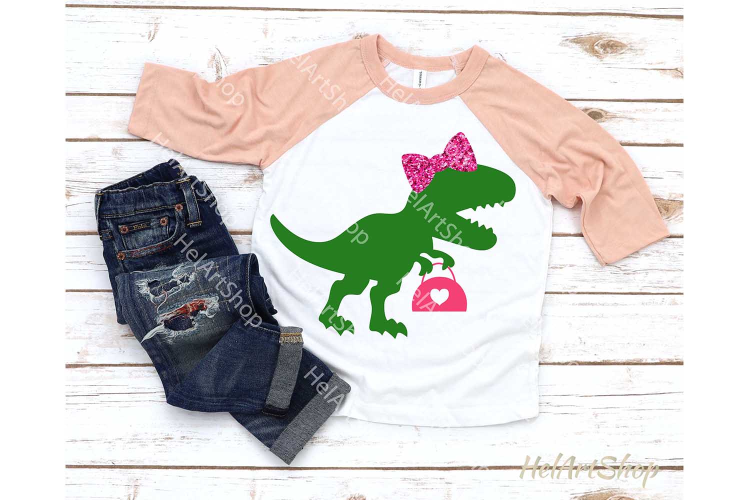 Girl dinosaur svg, t rex svg, dinosaur with bow svg