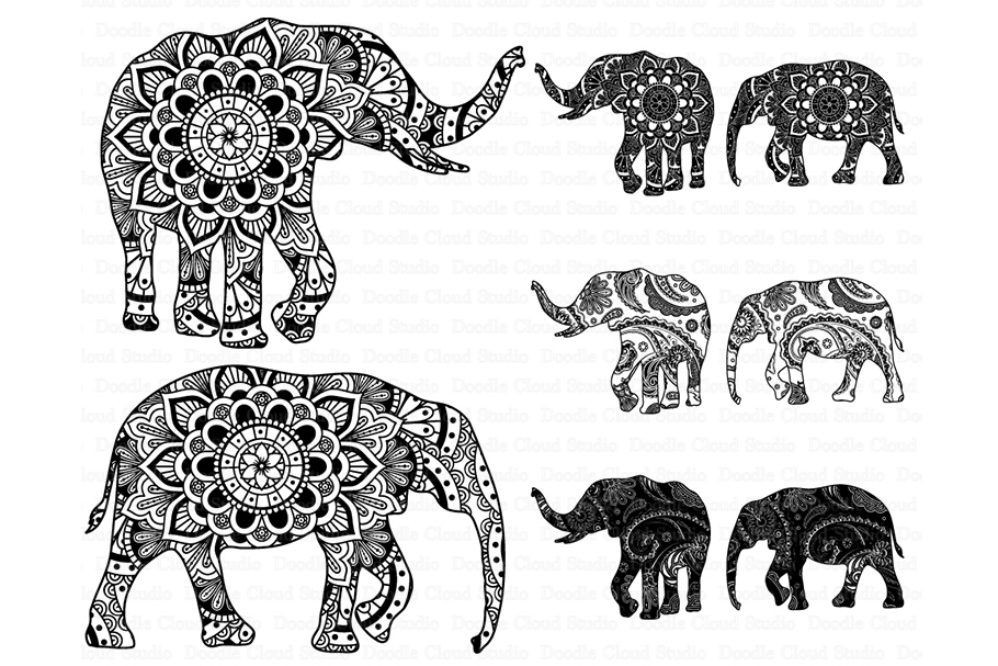 Elephant SVG, Mandala SVG, Elephant Mandala SVG files