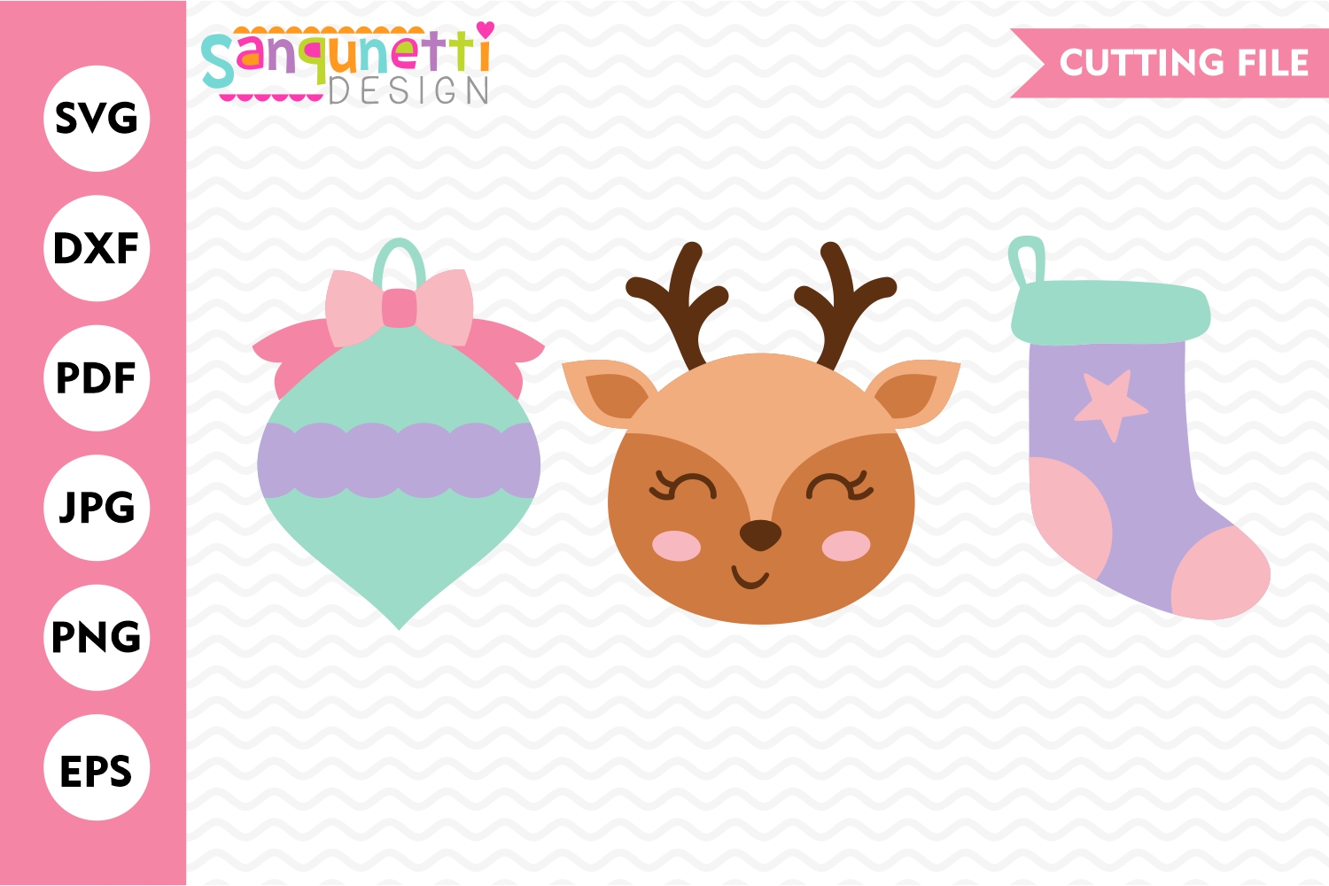 Download Christmas trio SVG, ornament reindeer stocking cut file ...