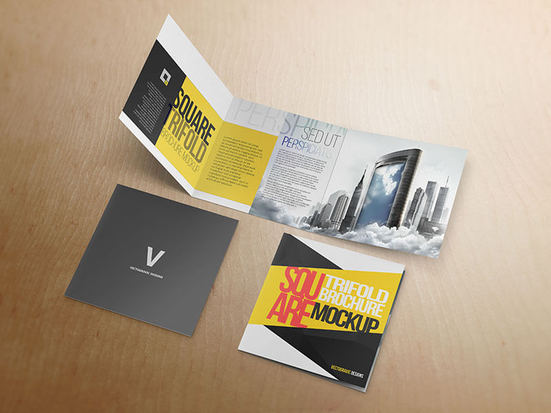 Download Square Tri-fold Brochure Mock-ups